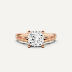 1 1/2 ctw Cushion Diamond Double Band Solitaire Engagement Ring