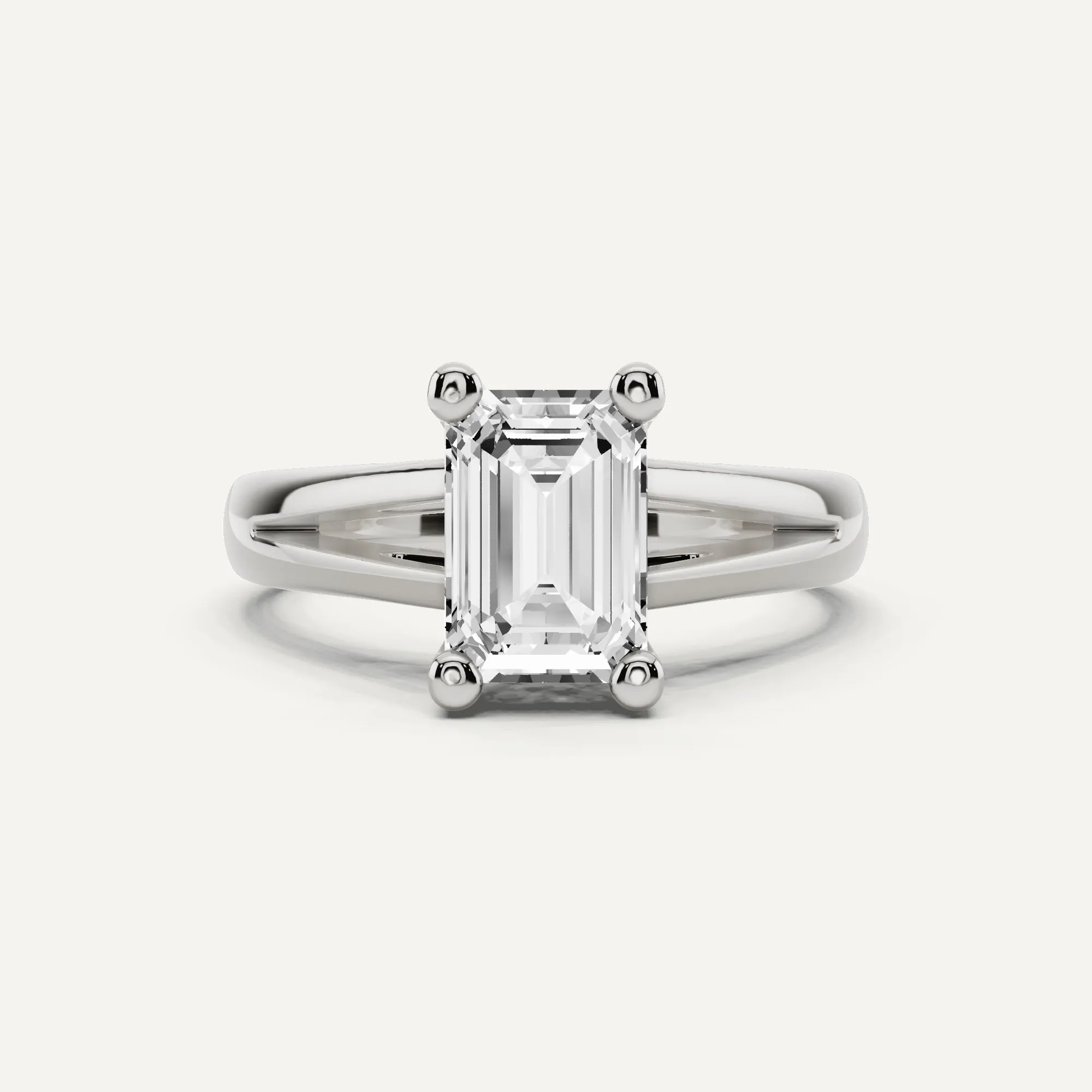 1 1/2 ctw Emerald Diamond Double Band Solitaire Engagement Ring