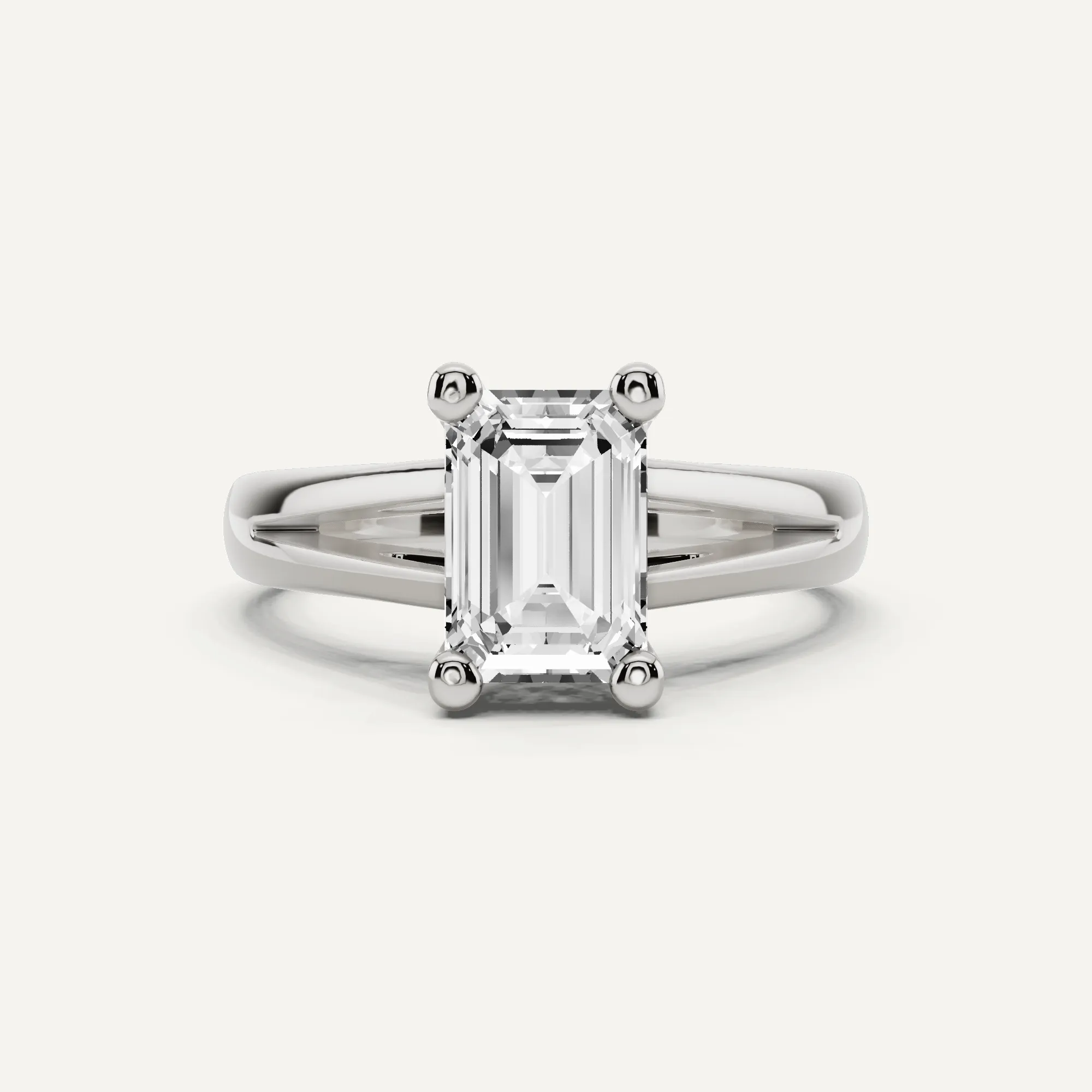 1 1/2 ctw Emerald Diamond Double Band Solitaire Engagement Ring