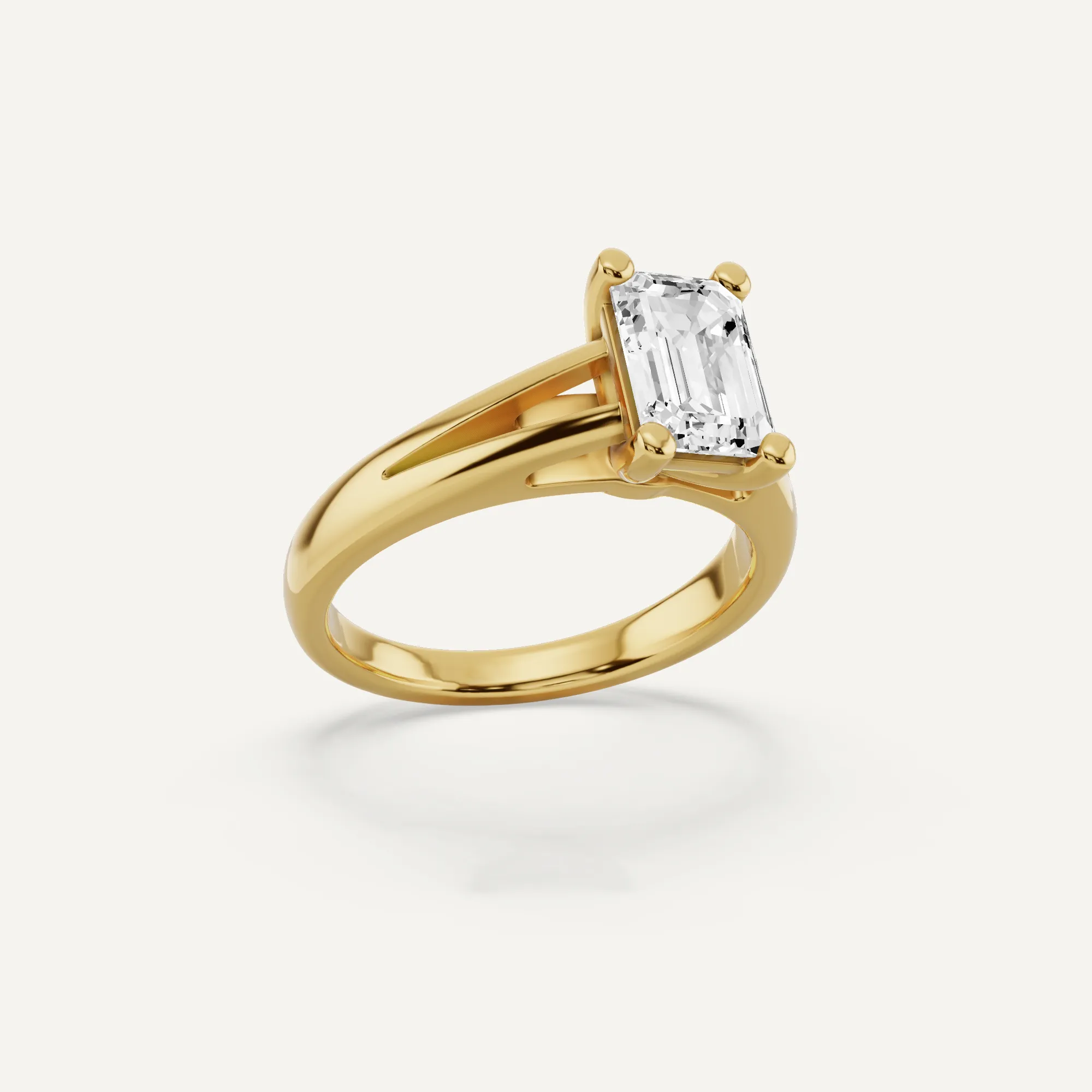 1 1/2 ctw Emerald Diamond Double Band Solitaire Engagement Ring