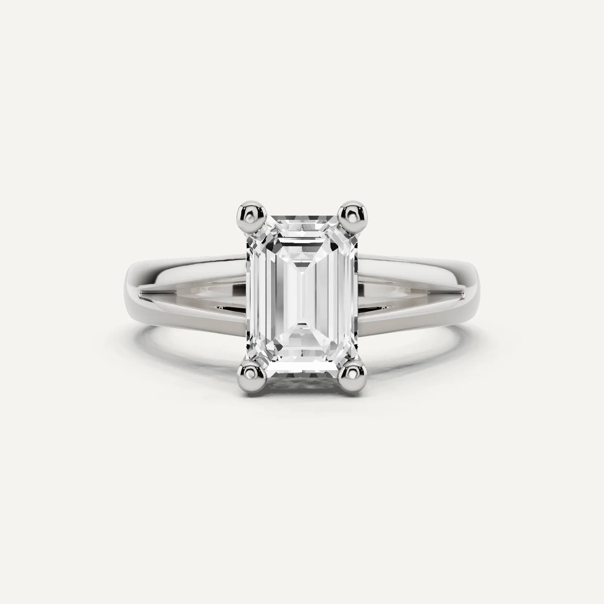 1 1/2 ctw Emerald Diamond Double Band Solitaire Engagement Ring