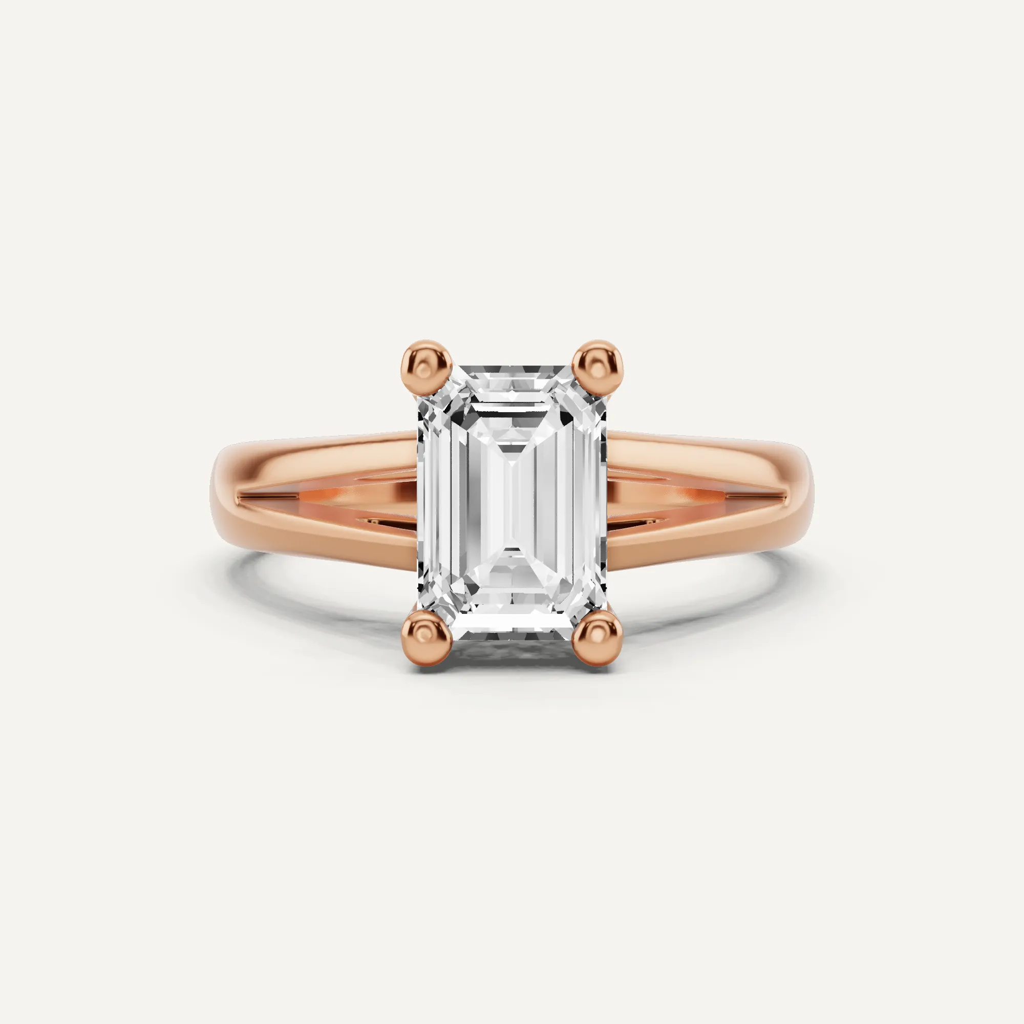 1 1/2 ctw Emerald Diamond Double Band Solitaire Engagement Ring