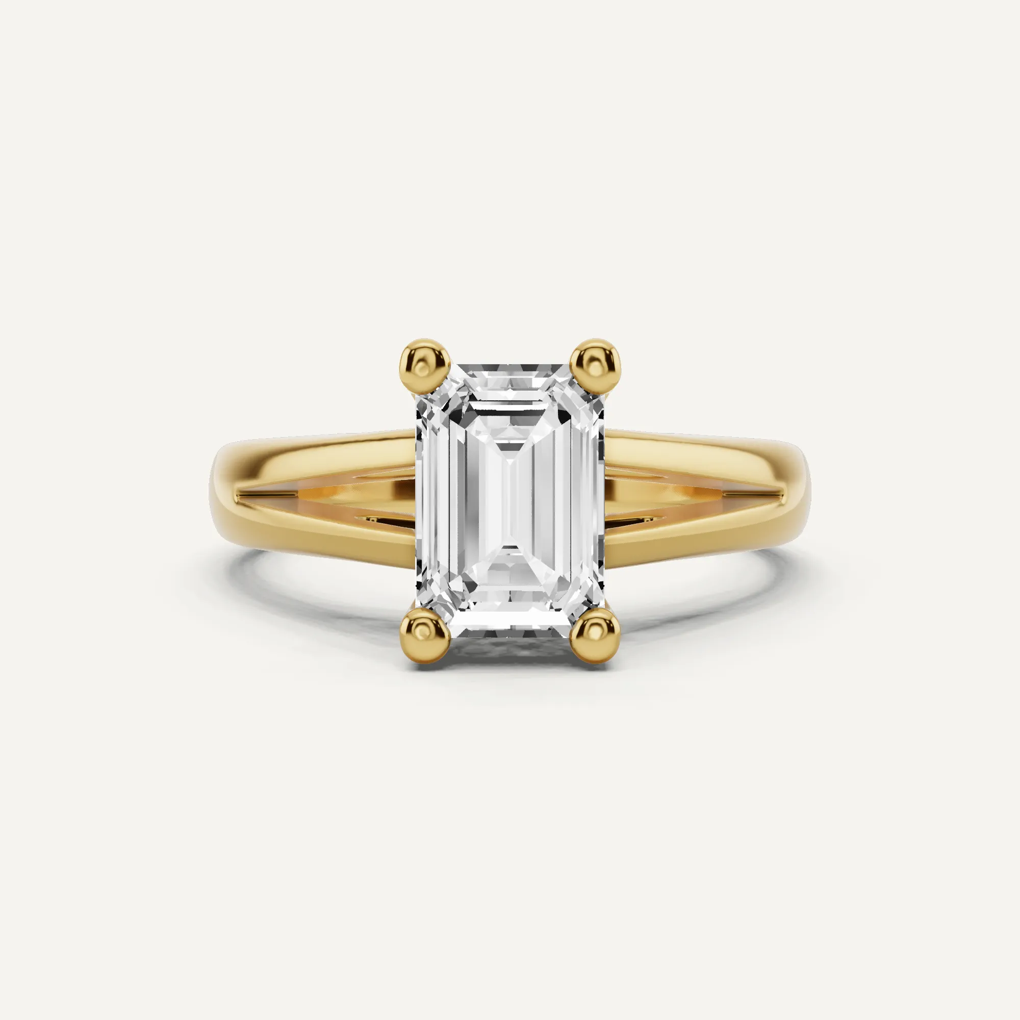 1 1/2 ctw Emerald Diamond Double Band Solitaire Engagement Ring