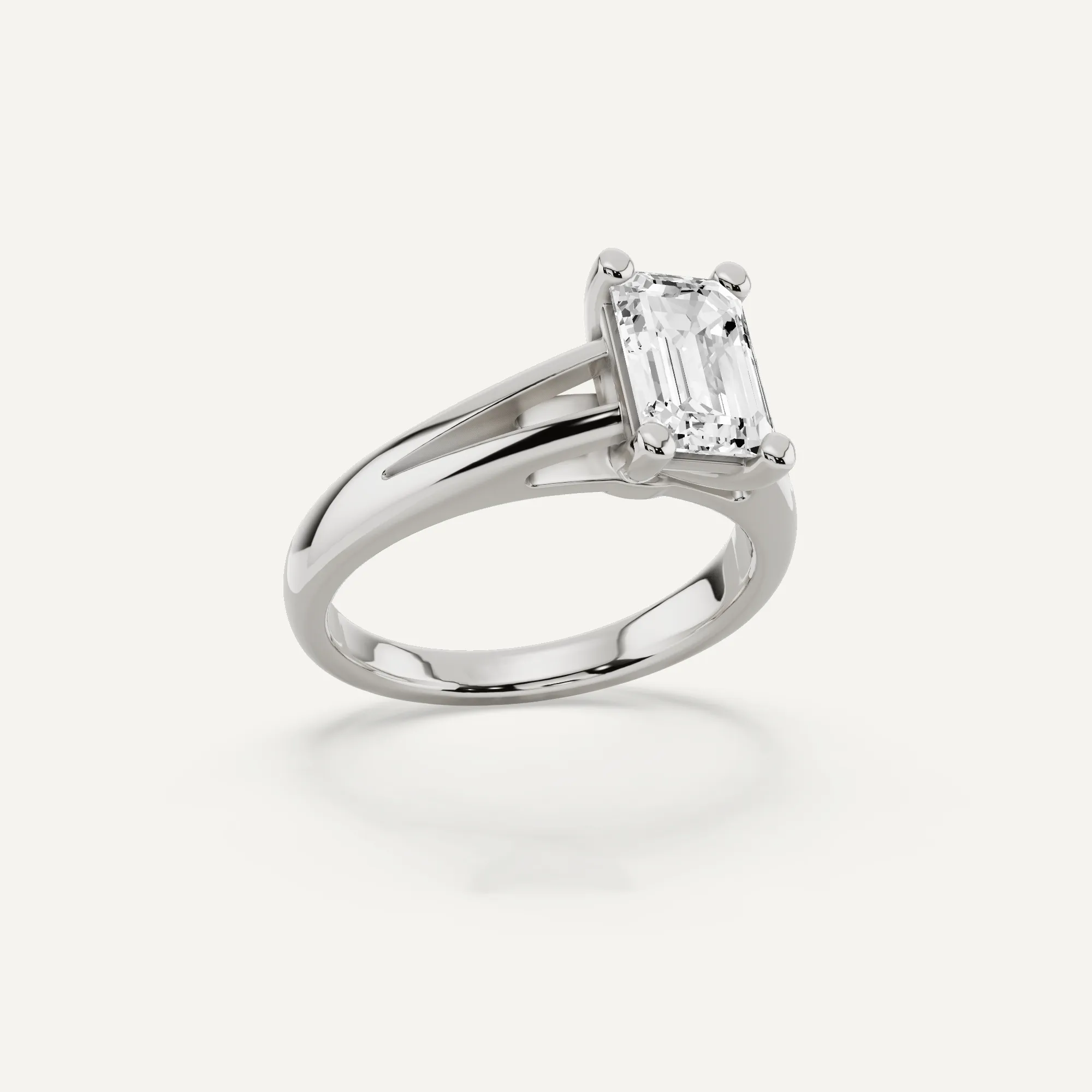 1 1/2 ctw Emerald Diamond Double Band Solitaire Engagement Ring