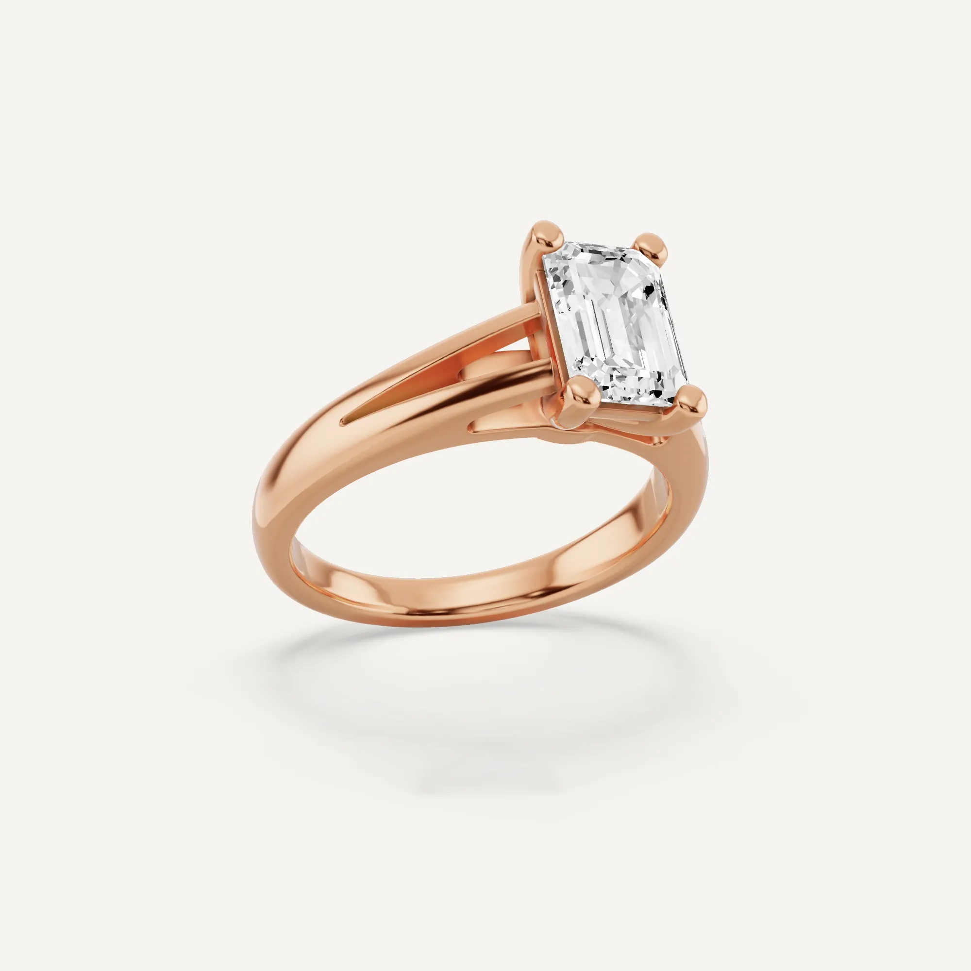 1 1/2 ctw Emerald Diamond Double Band Solitaire Engagement Ring