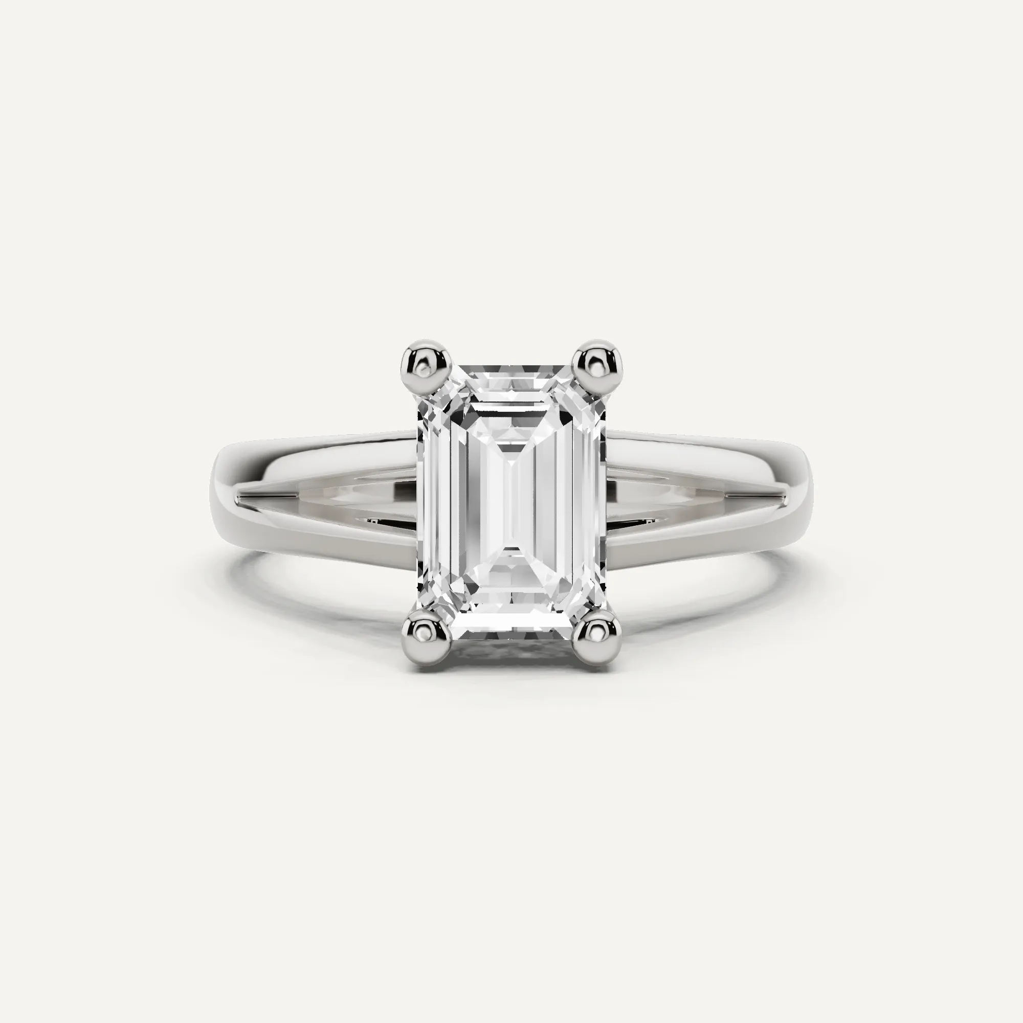1 1/2 ctw Emerald Diamond Double Band Solitaire Engagement Ring