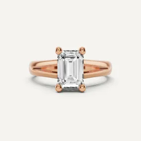 1 1/2 ctw Emerald Diamond Double Band Solitaire Engagement Ring