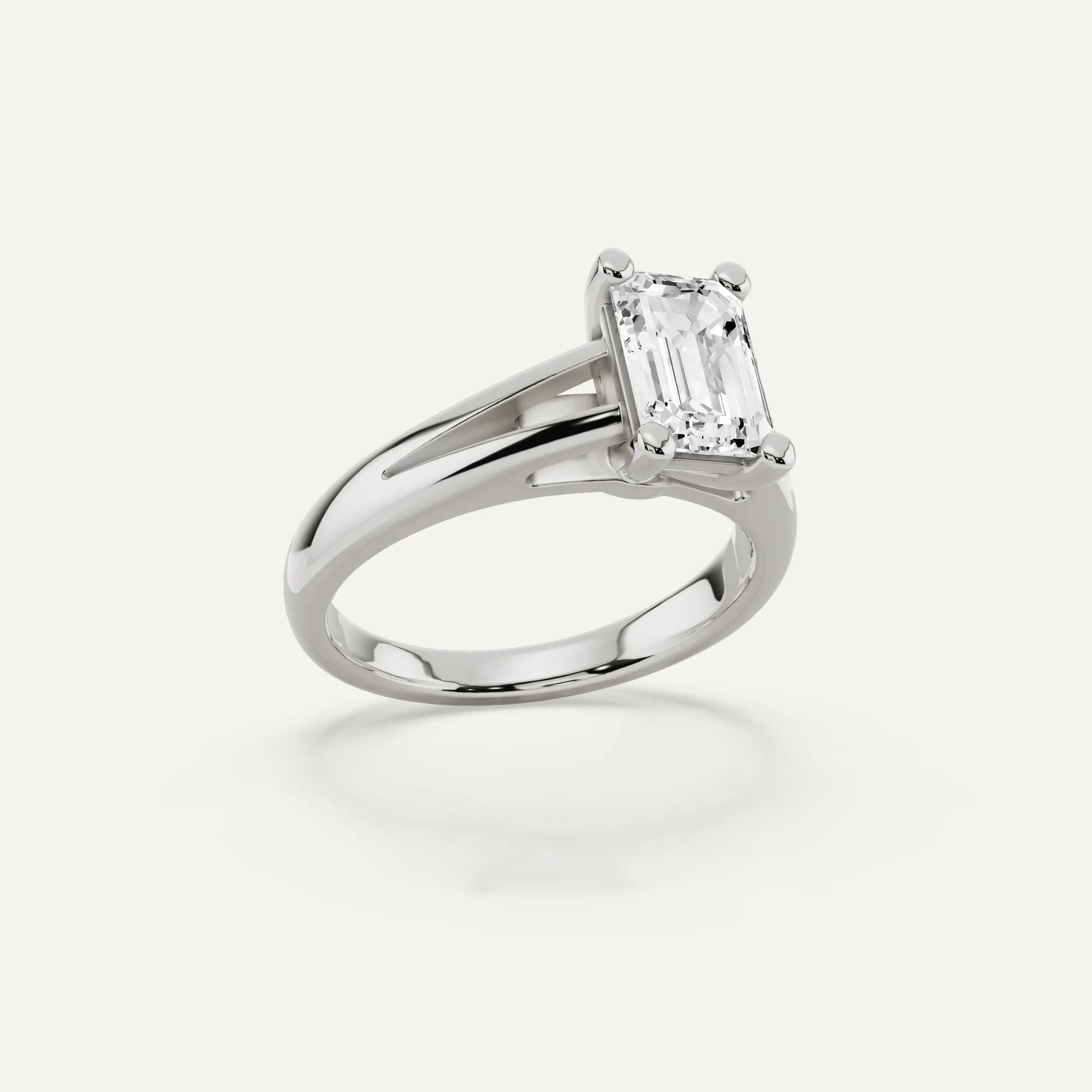 1 1/2 ctw Emerald Diamond Double Band Solitaire Engagement Ring