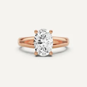 1 1/2 ctw Oval Diamond Double Band Solitaire Engagement Ring