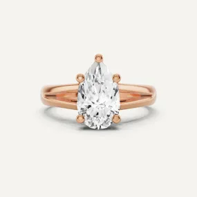 1 1/2 ctw Pear Diamond Double Band Solitaire Engagement Ring