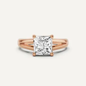 1 1/2 ctw Princess Diamond Double Band Solitaire Engagement Ring