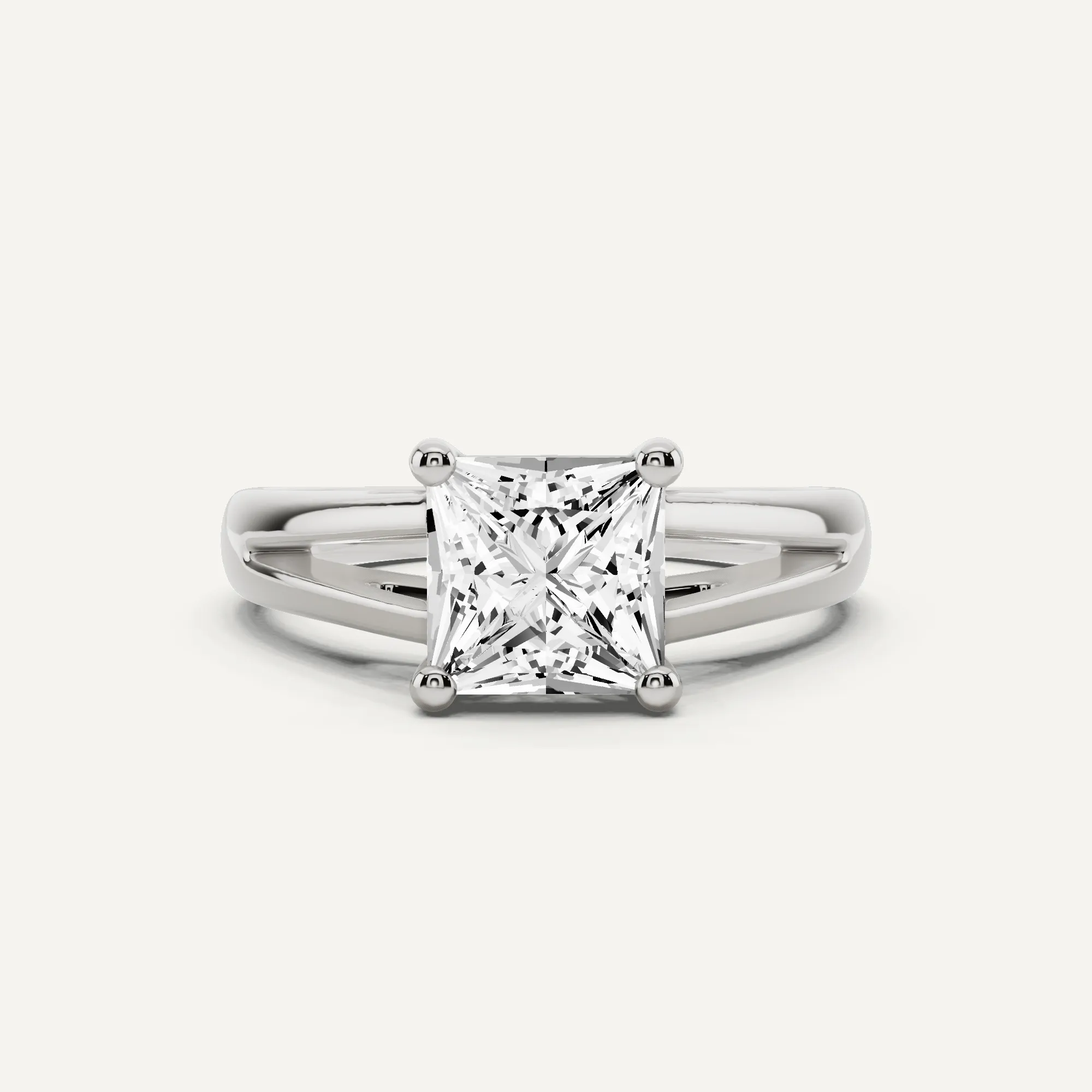 1 1/2 ctw Princess Diamond Double Band Solitaire Engagement Ring