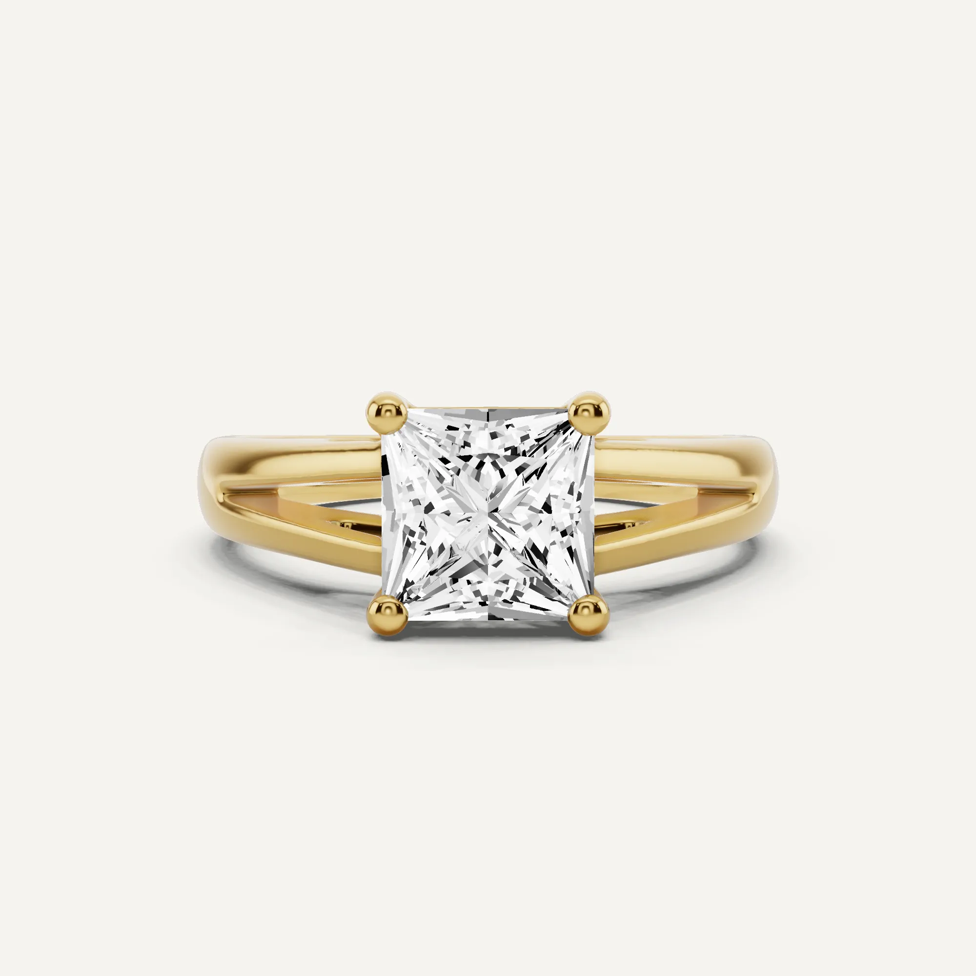 1 1/2 ctw Princess Diamond Double Band Solitaire Engagement Ring