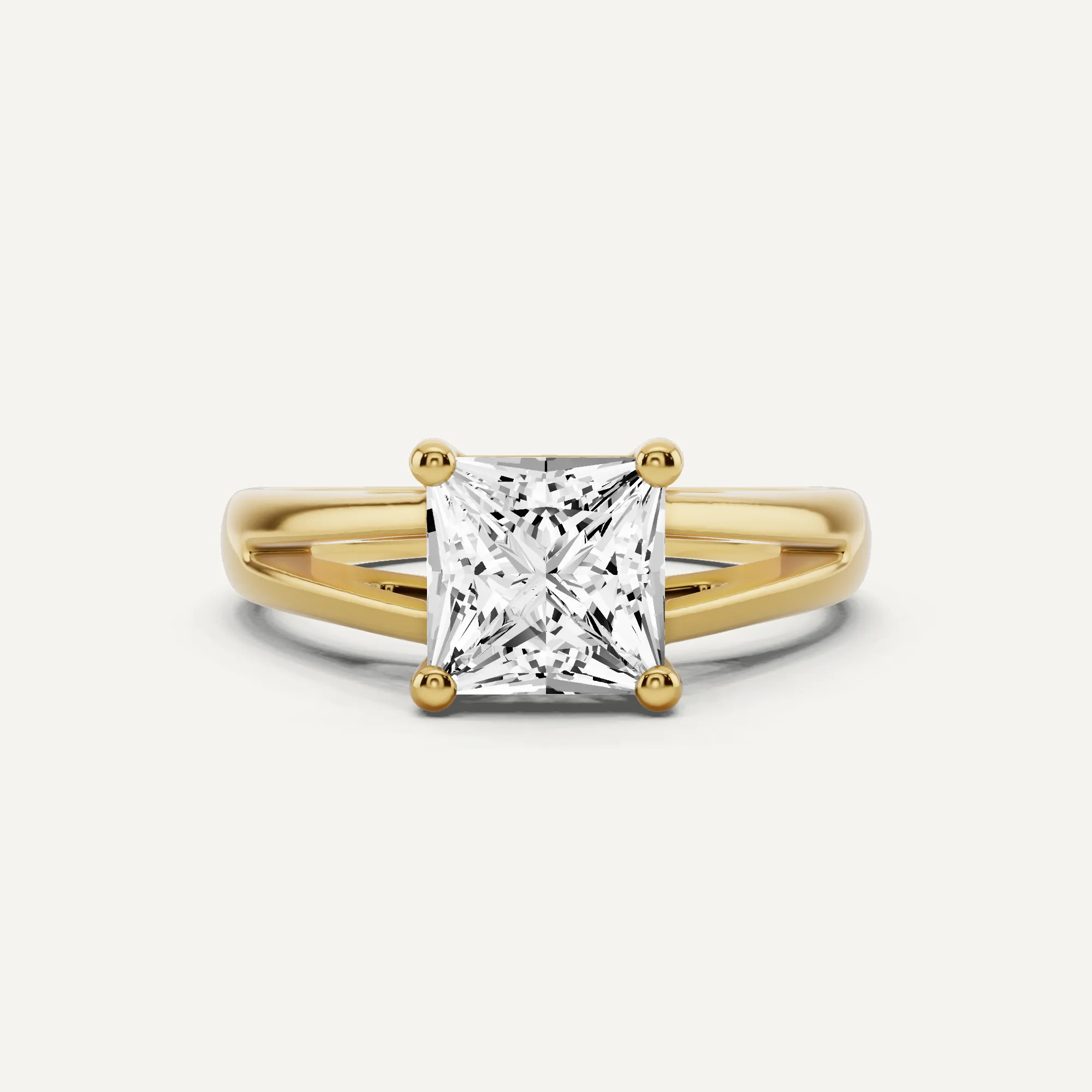 1 1/2 ctw Princess Diamond Double Band Solitaire Engagement Ring