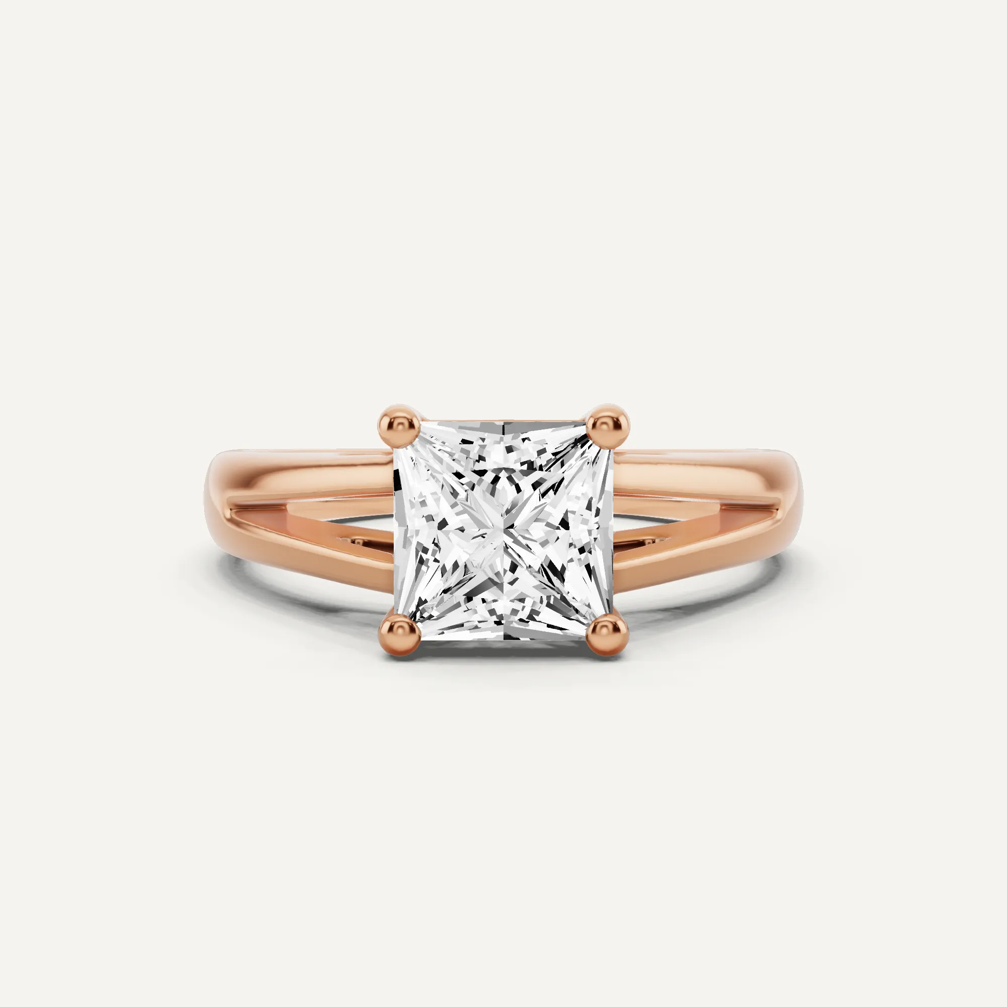 1 1/2 ctw Princess Diamond Double Band Solitaire Engagement Ring