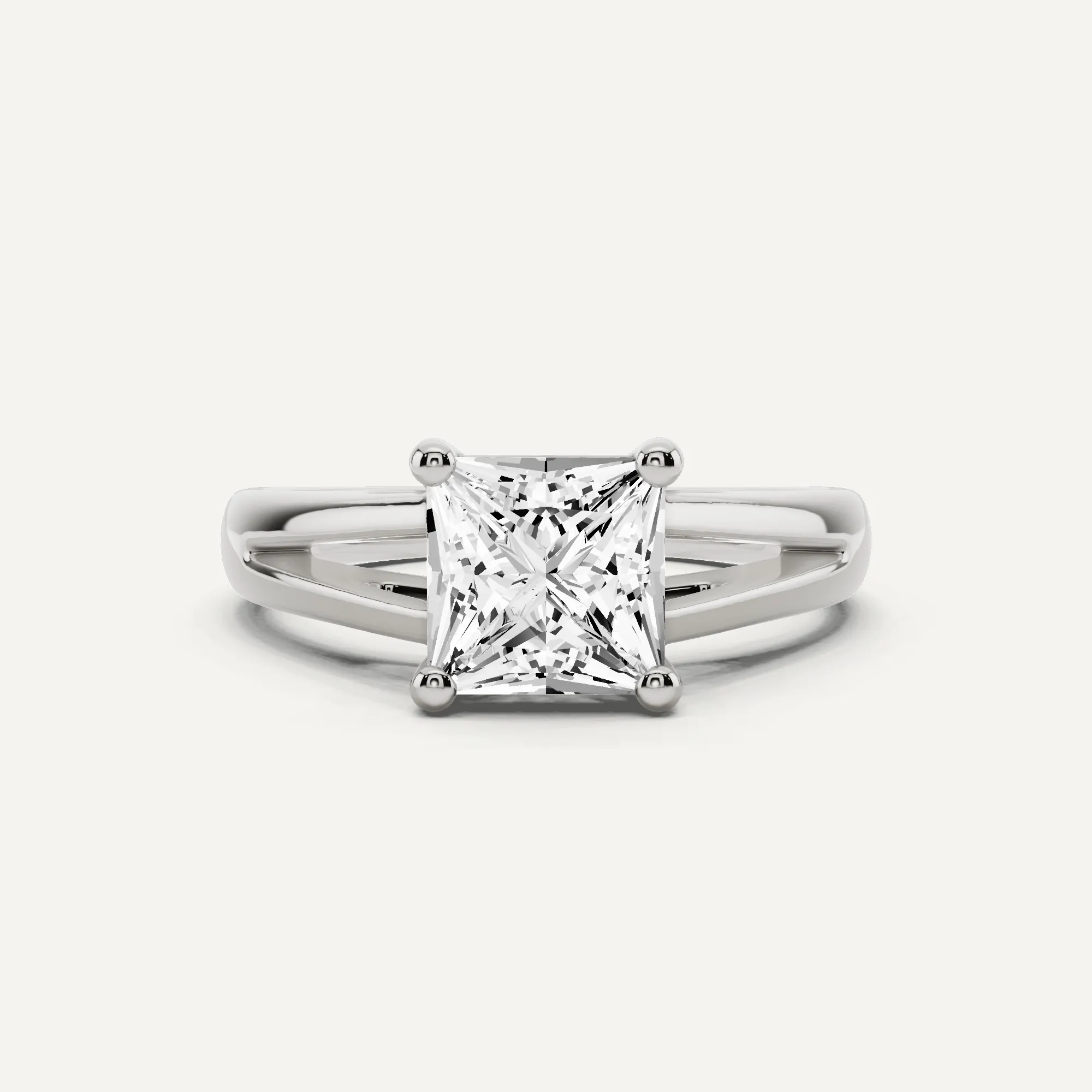 1 1/2 ctw Princess Diamond Double Band Solitaire Engagement Ring