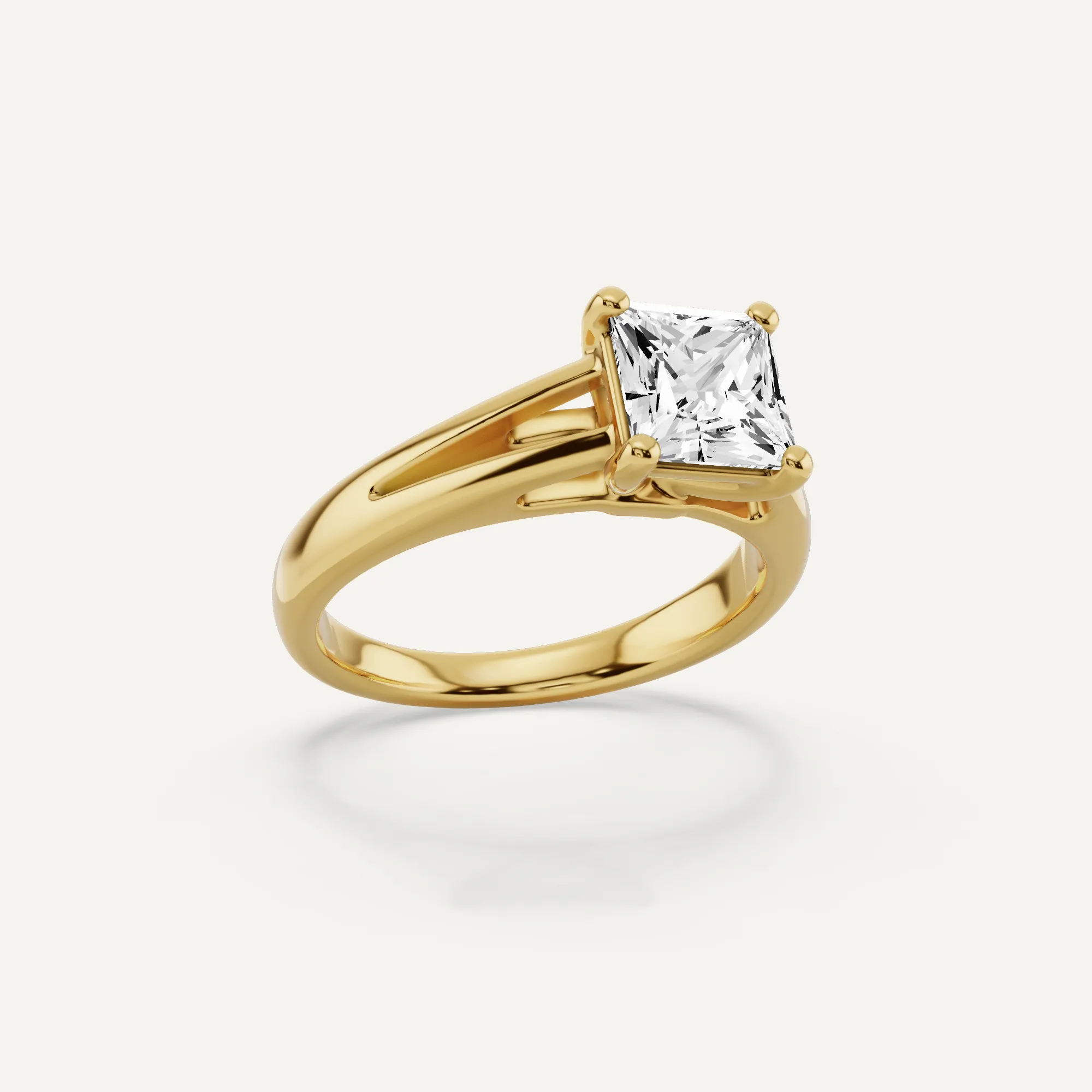 1 1/2 ctw Princess Diamond Double Band Solitaire Engagement Ring