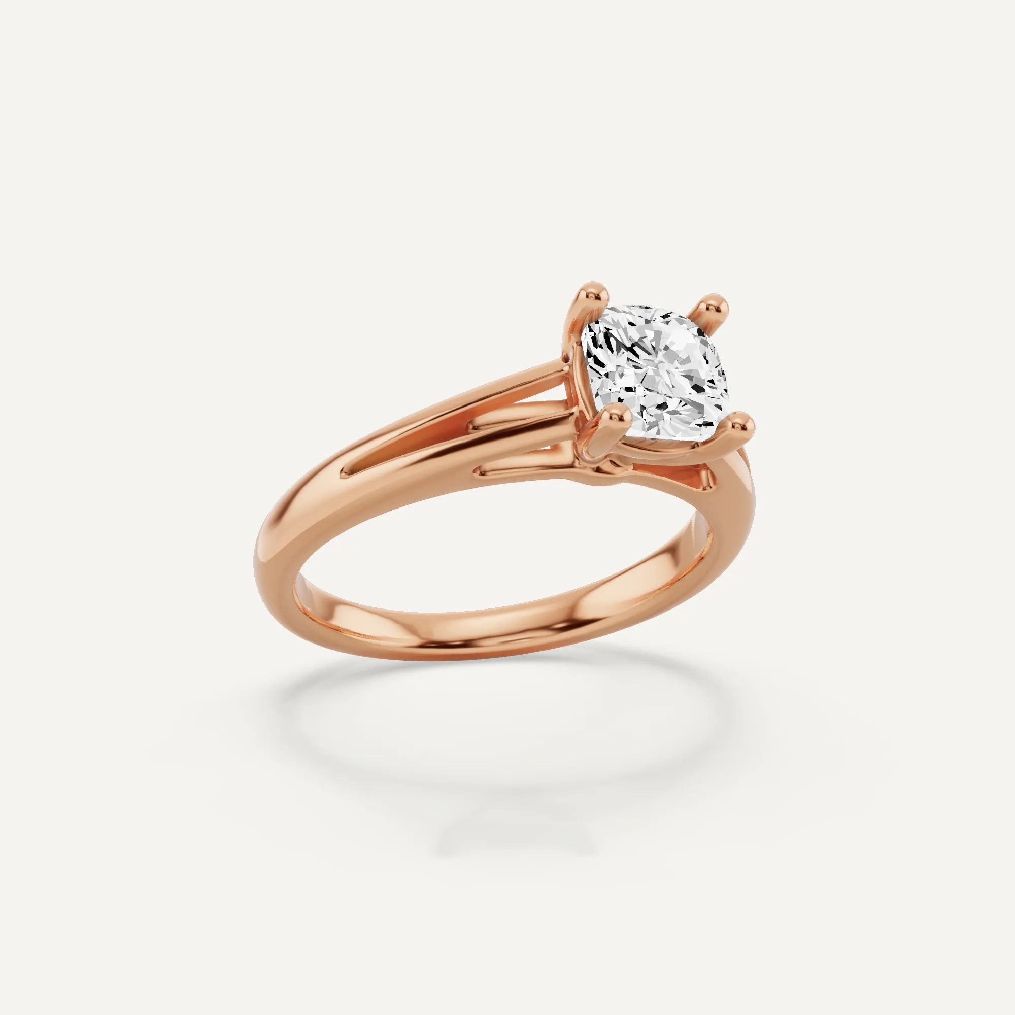 1 ctw Cushion Diamond Double Band Solitaire Engagement Ring