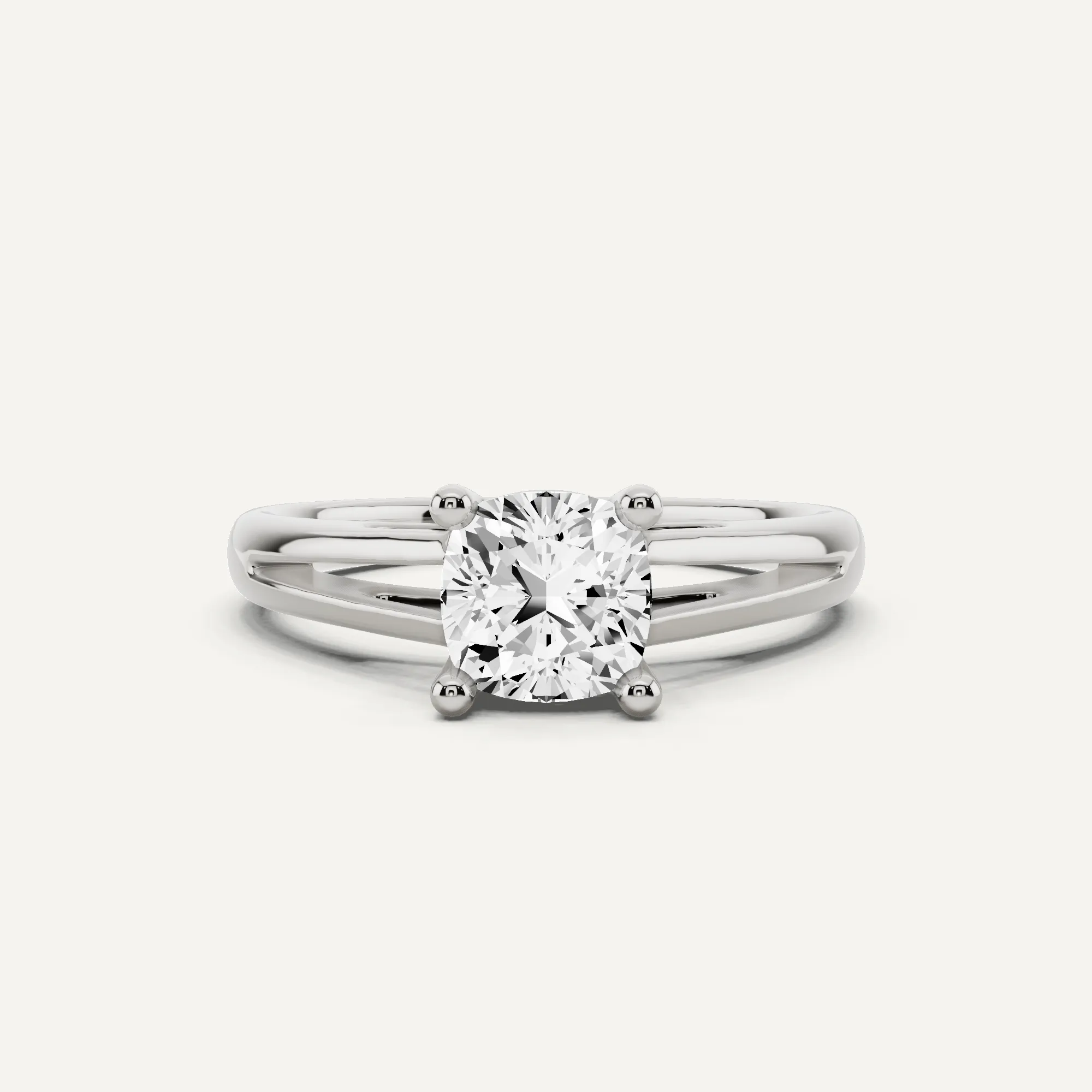 1 ctw Cushion Diamond Double Band Solitaire Engagement Ring