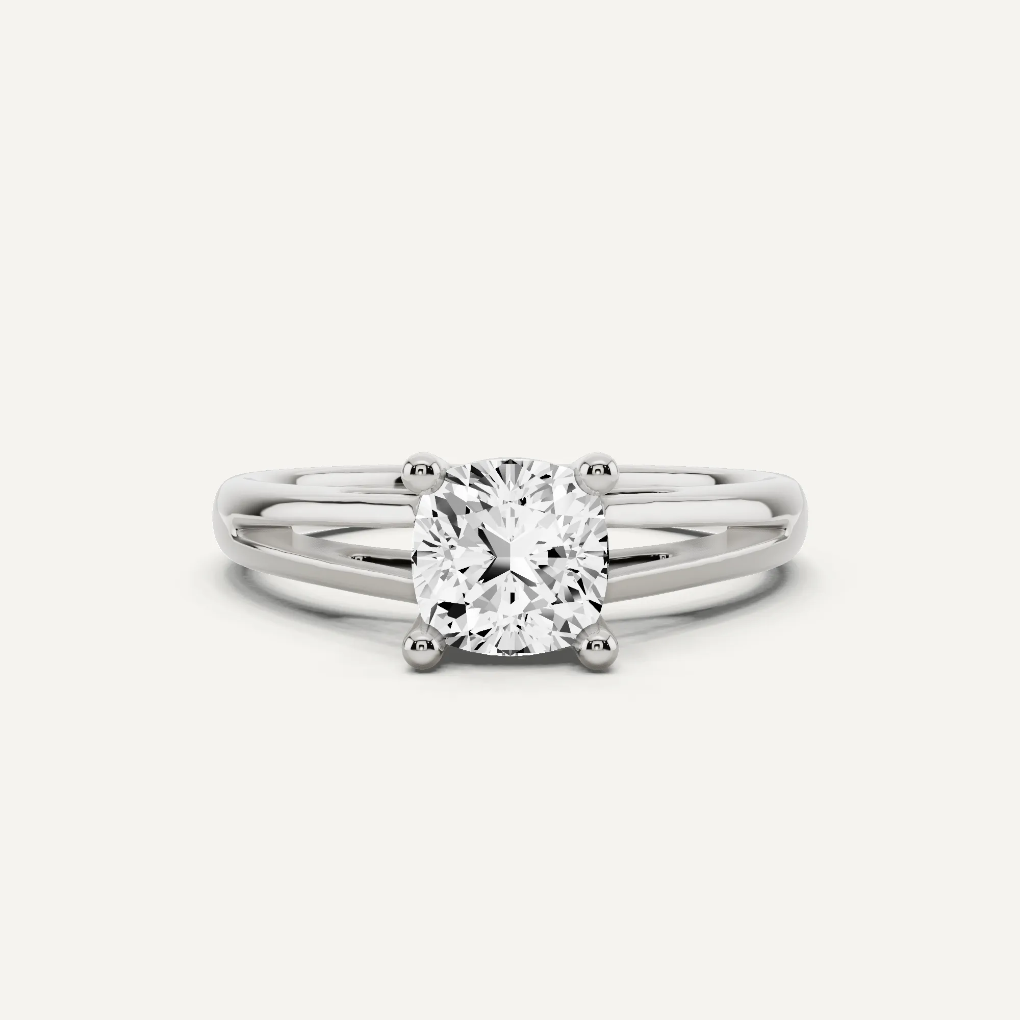 1 ctw Cushion Diamond Double Band Solitaire Engagement Ring