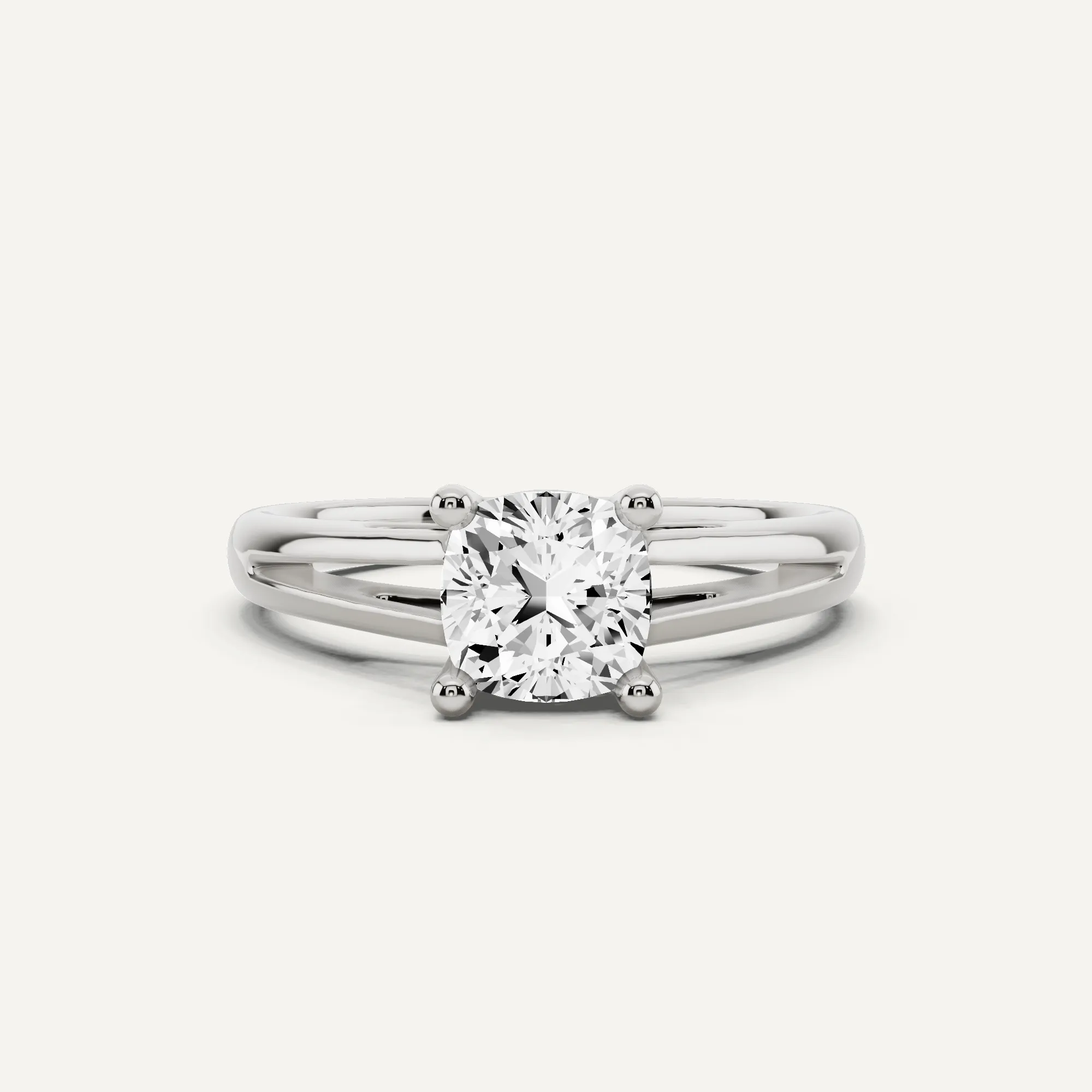 1 ctw Cushion Diamond Double Band Solitaire Engagement Ring