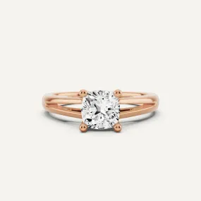 1 ctw Cushion Diamond Double Band Solitaire Engagement Ring