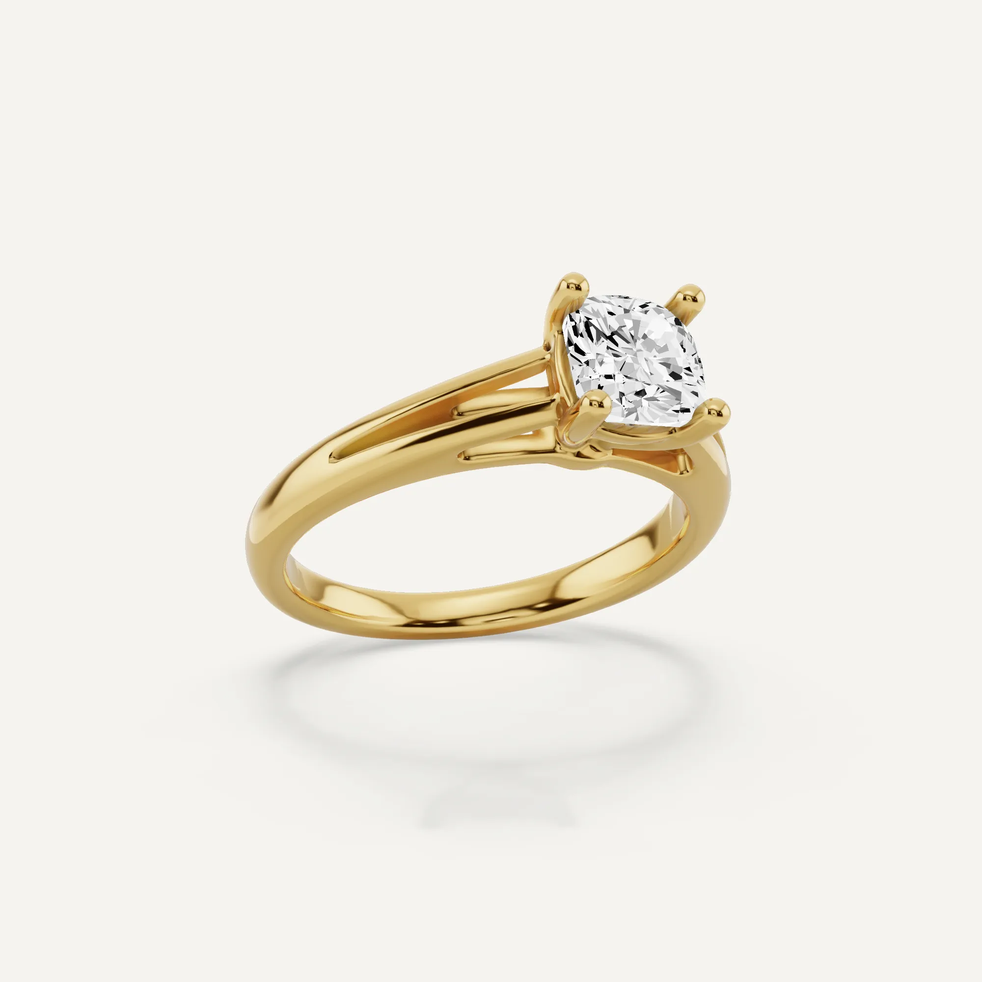 1 ctw Cushion Diamond Double Band Solitaire Engagement Ring