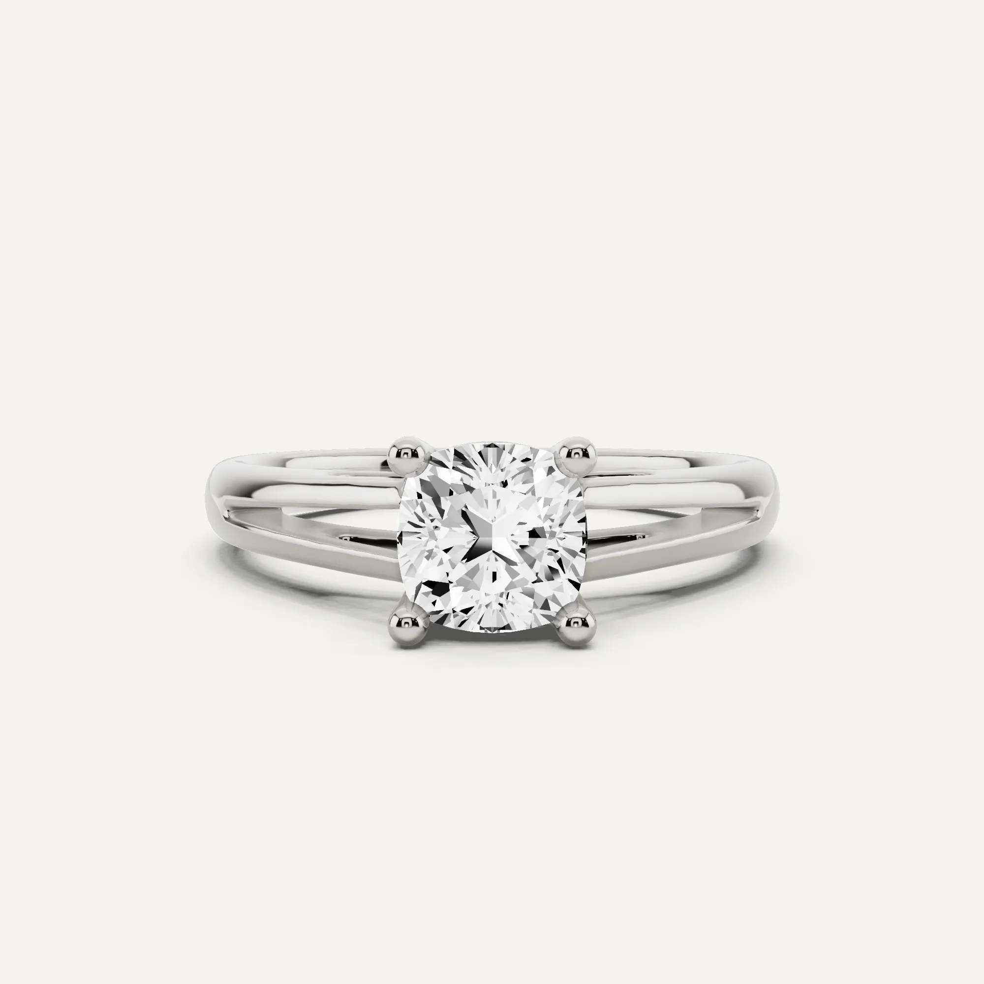 1 ctw Cushion Diamond Double Band Solitaire Engagement Ring
