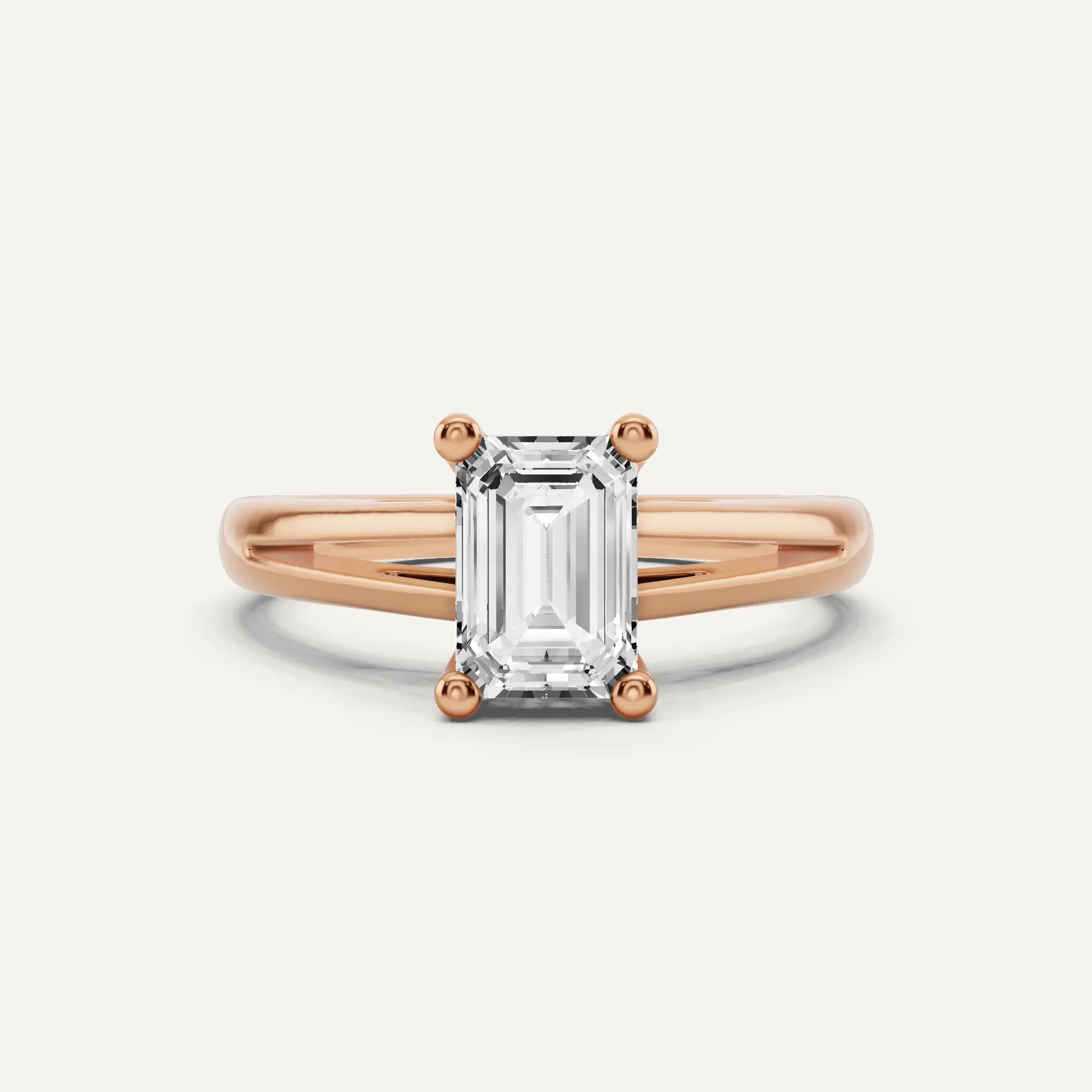 1 ctw Emerald Diamond Double Band Solitaire Engagement Ring