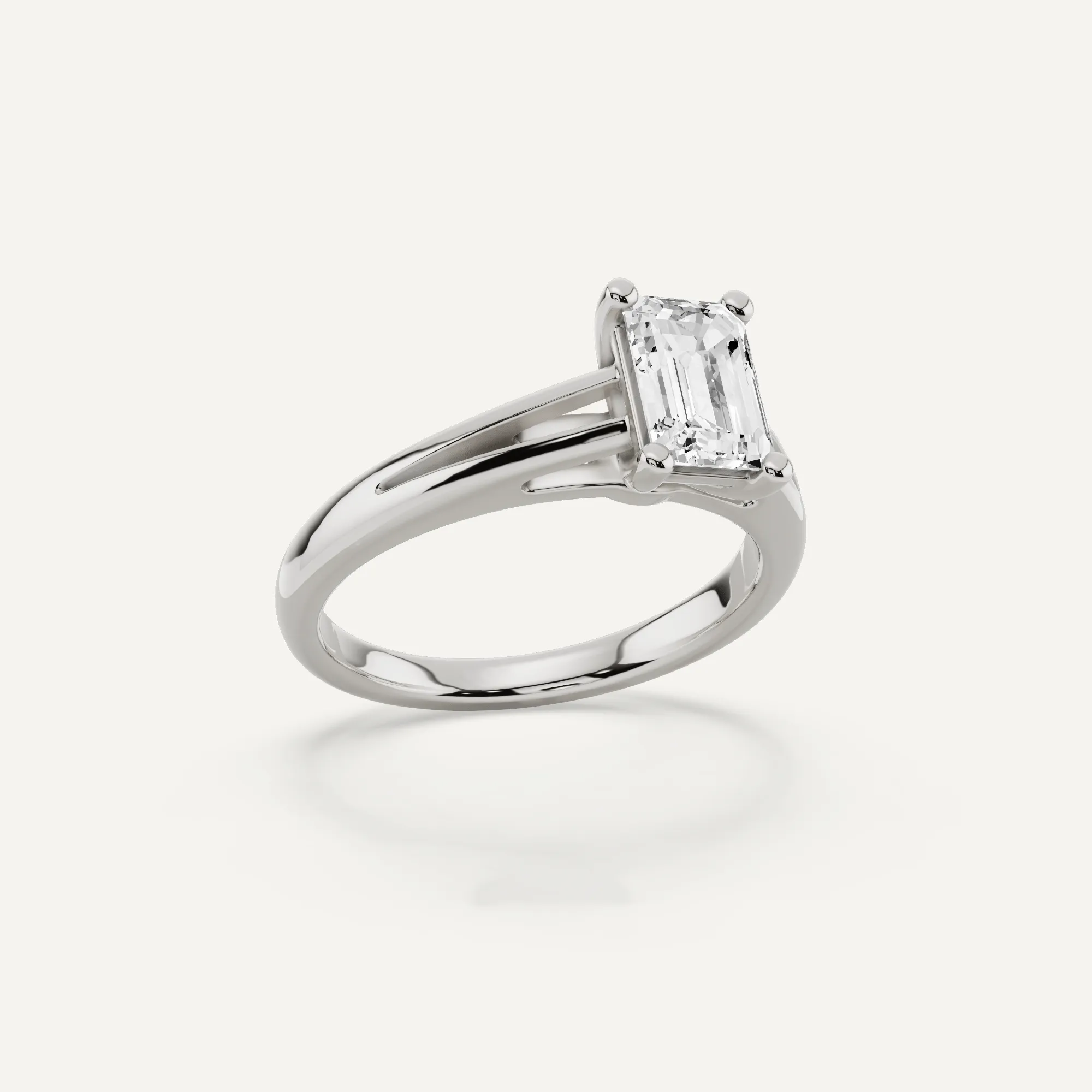 1 ctw Emerald Diamond Double Band Solitaire Engagement Ring