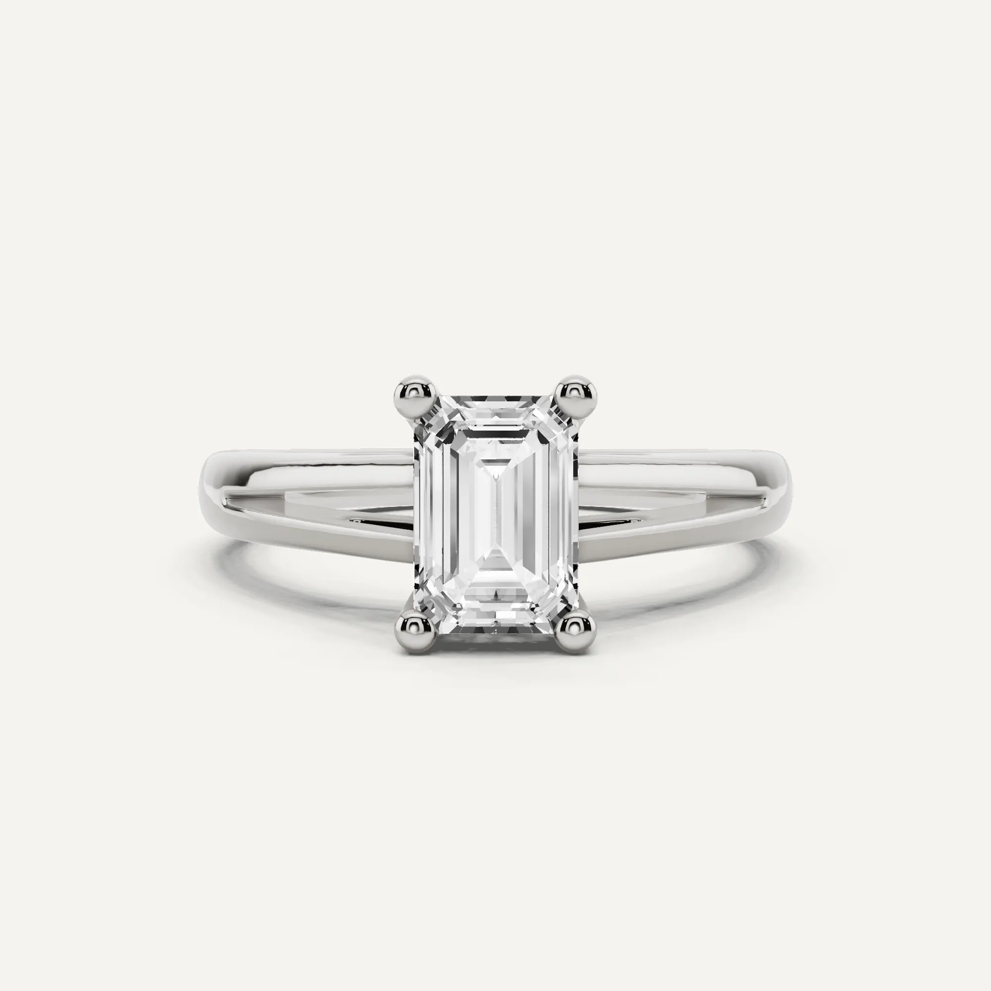 1 ctw Emerald Diamond Double Band Solitaire Engagement Ring