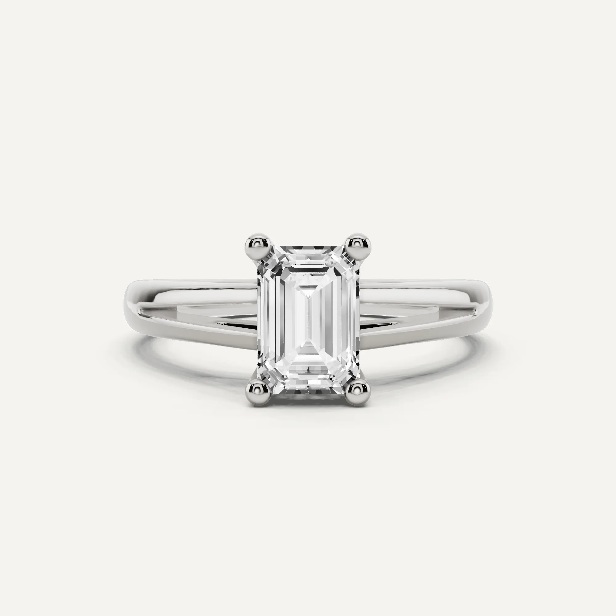 1 ctw Emerald Diamond Double Band Solitaire Engagement Ring