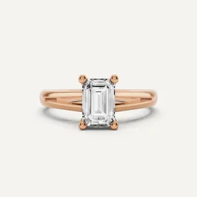 1 ctw Emerald Diamond Double Band Solitaire Engagement Ring