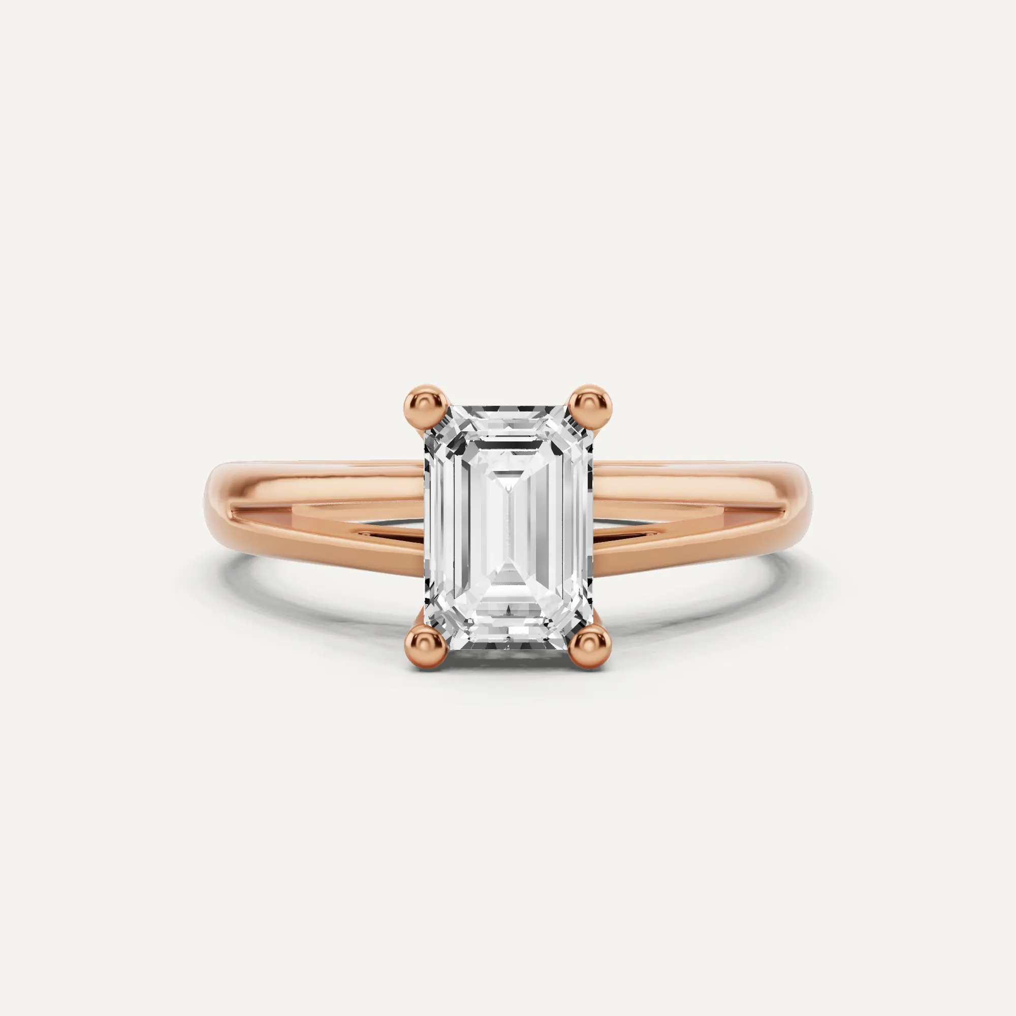 1 ctw Emerald Diamond Double Band Solitaire Engagement Ring