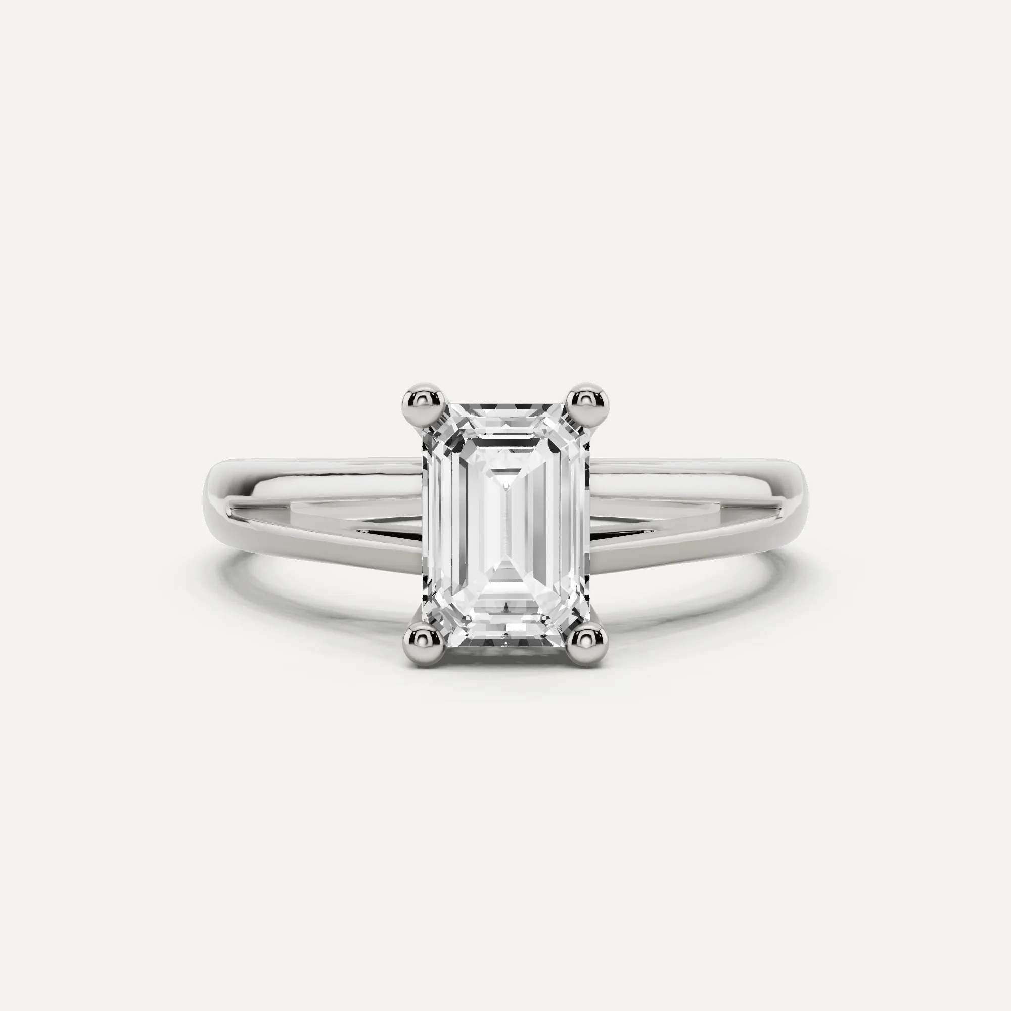 1 ctw Emerald Diamond Double Band Solitaire Engagement Ring