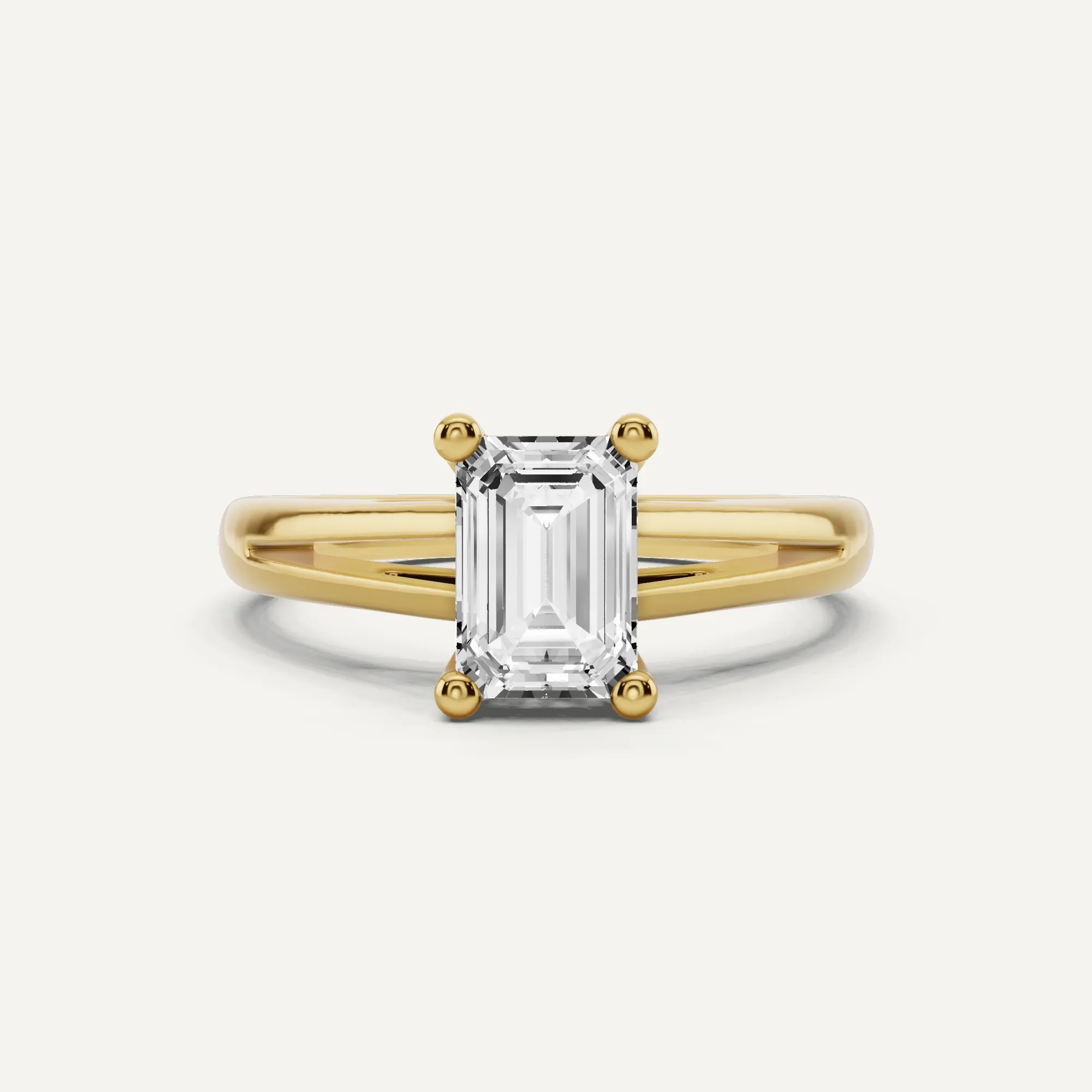 1 ctw Emerald Diamond Double Band Solitaire Engagement Ring