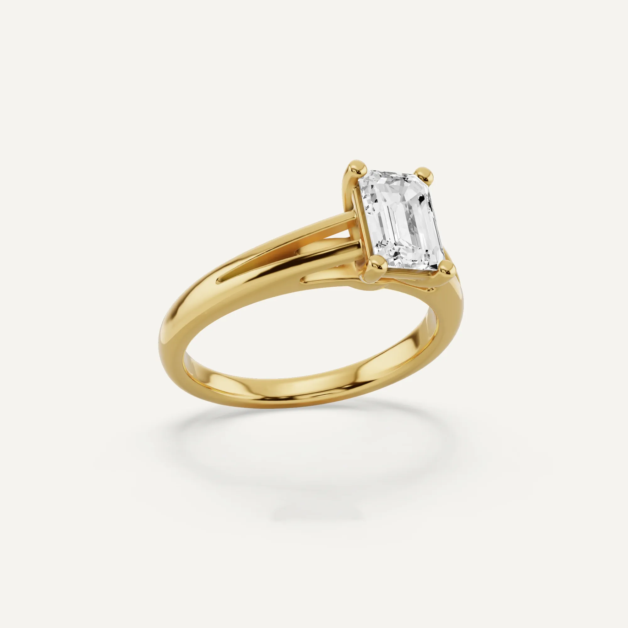 1 ctw Emerald Diamond Double Band Solitaire Engagement Ring