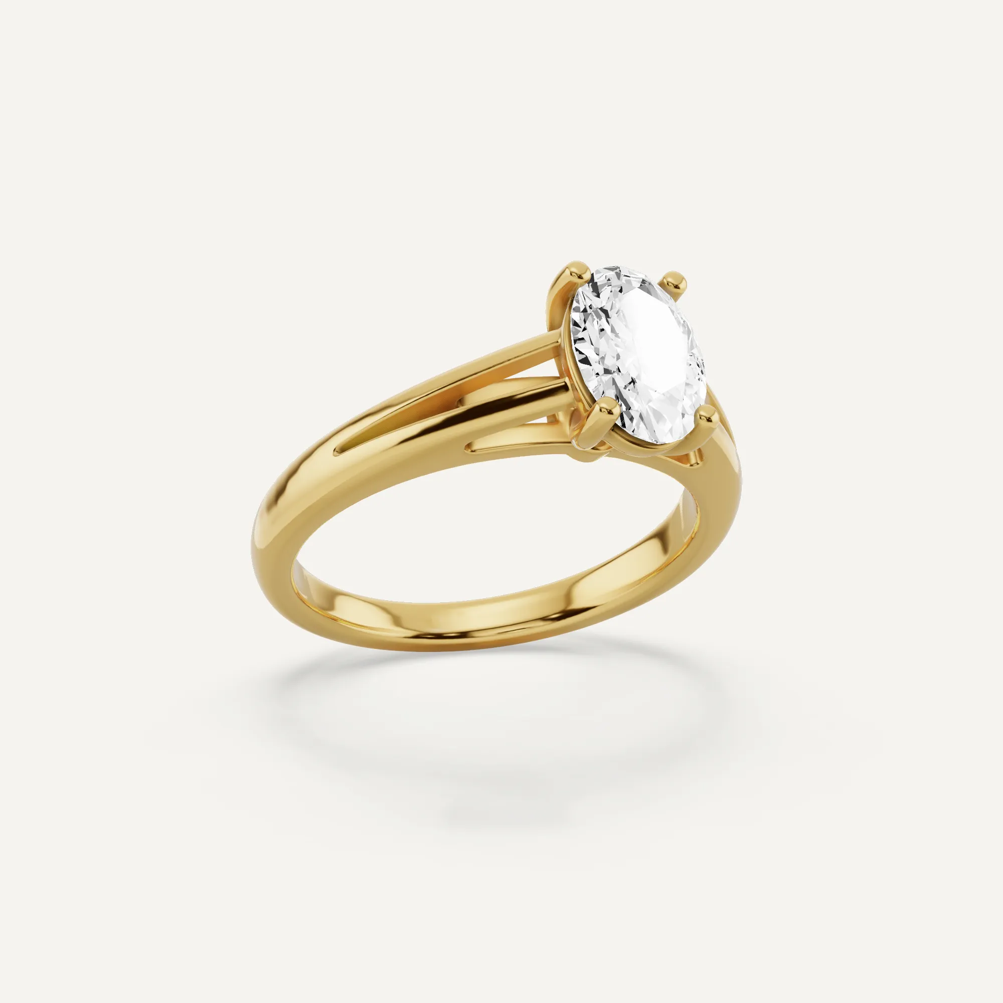 1 ctw Oval Diamond Double Band Solitaire Engagement Ring