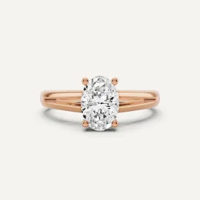 1 ctw Oval Diamond Double Band Solitaire Engagement Ring