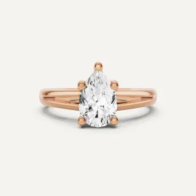 1 ctw Pear Diamond Double Band Solitaire Engagement Ring
