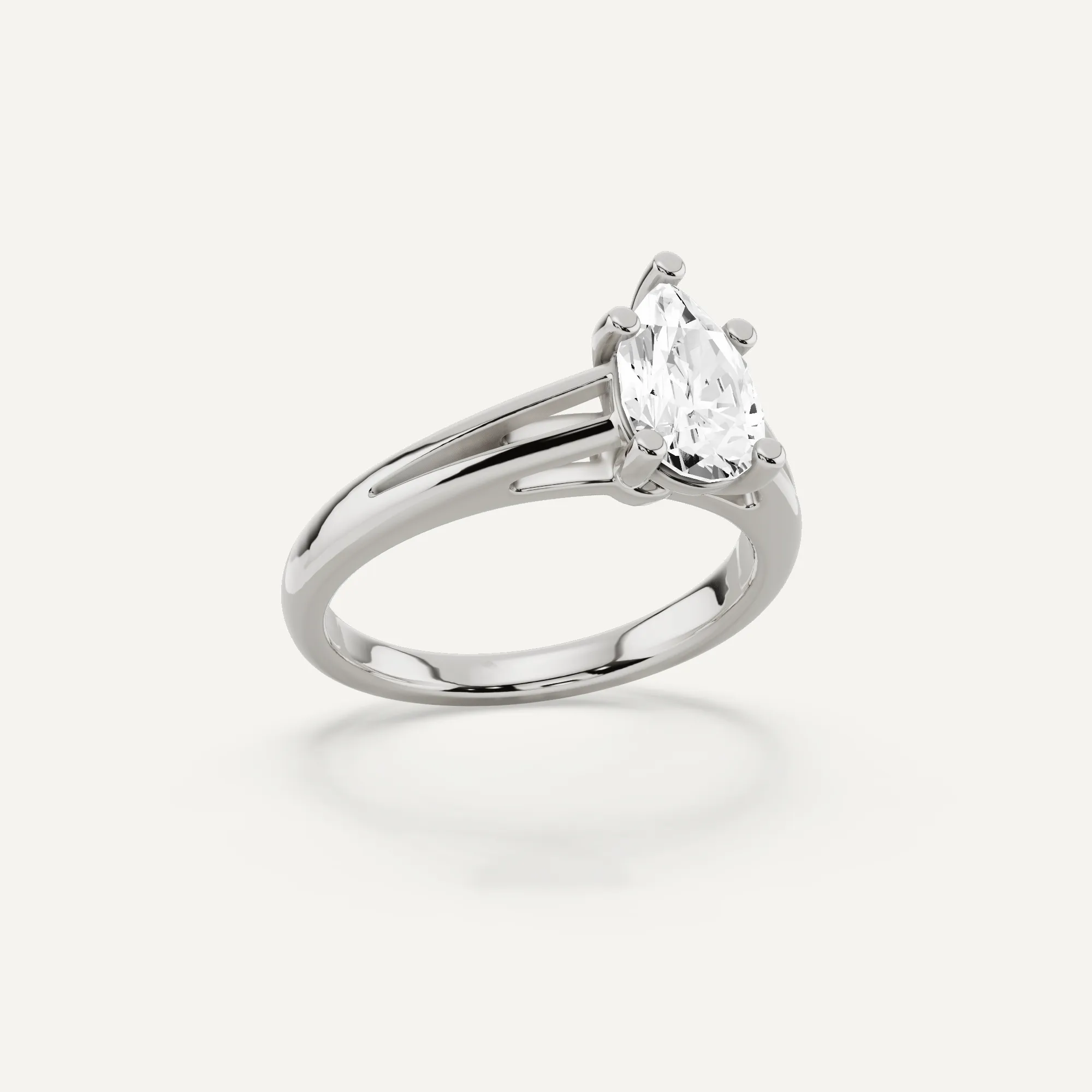 1 ctw Pear Diamond Double Band Solitaire Engagement Ring