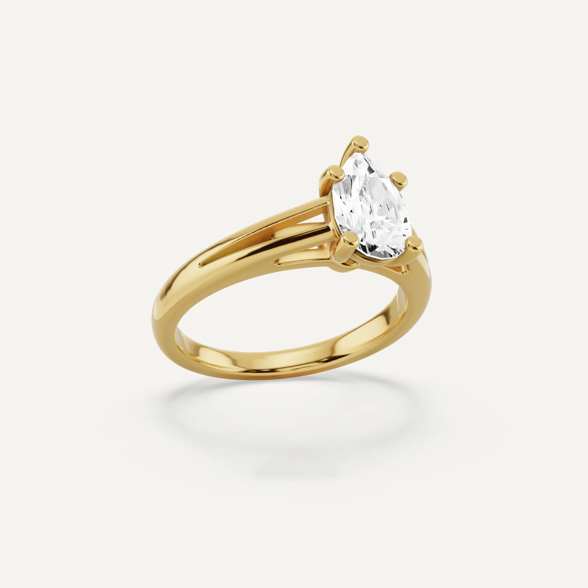 1 ctw Pear Diamond Double Band Solitaire Engagement Ring