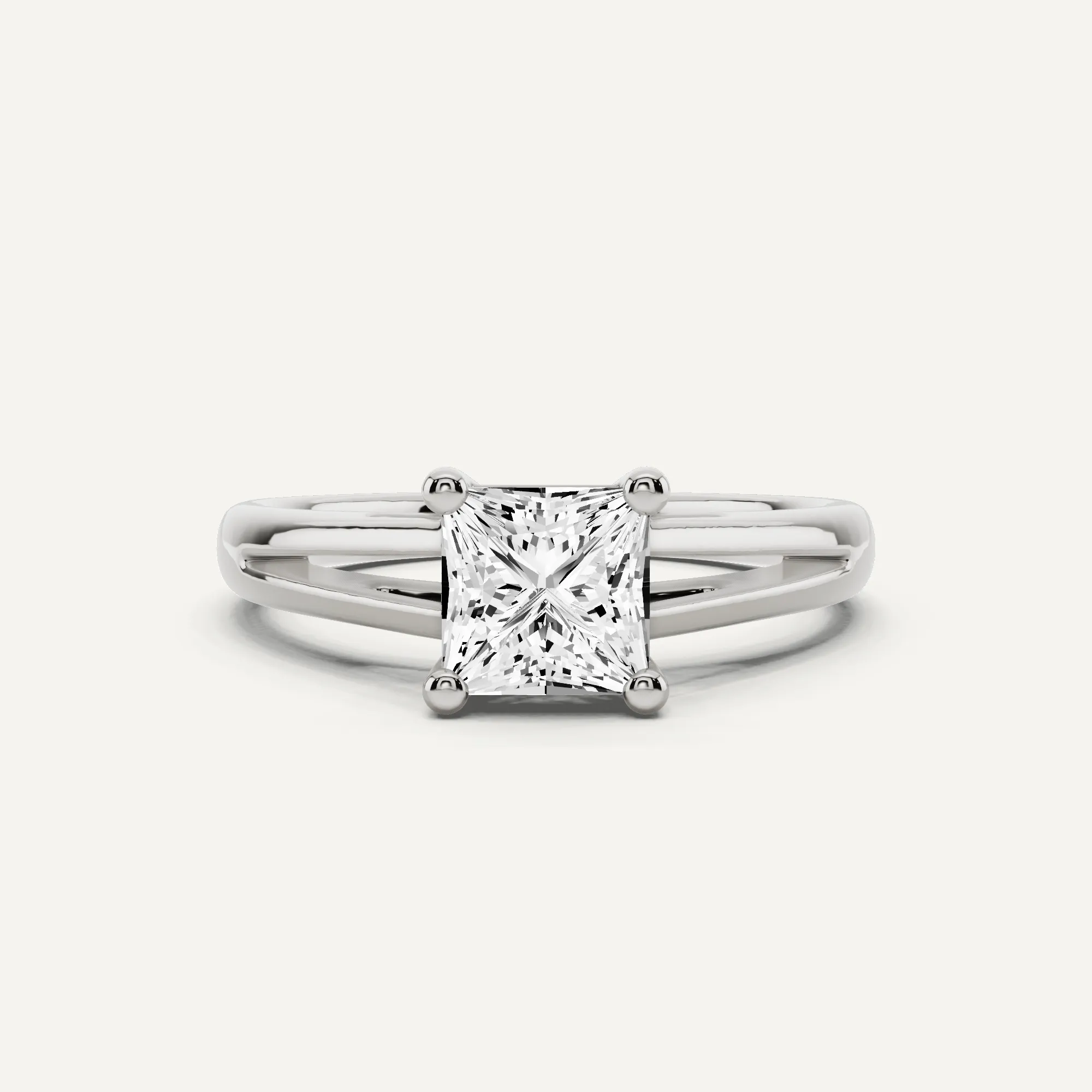 1 ctw Princess Diamond Double Band Solitaire Engagement Ring
