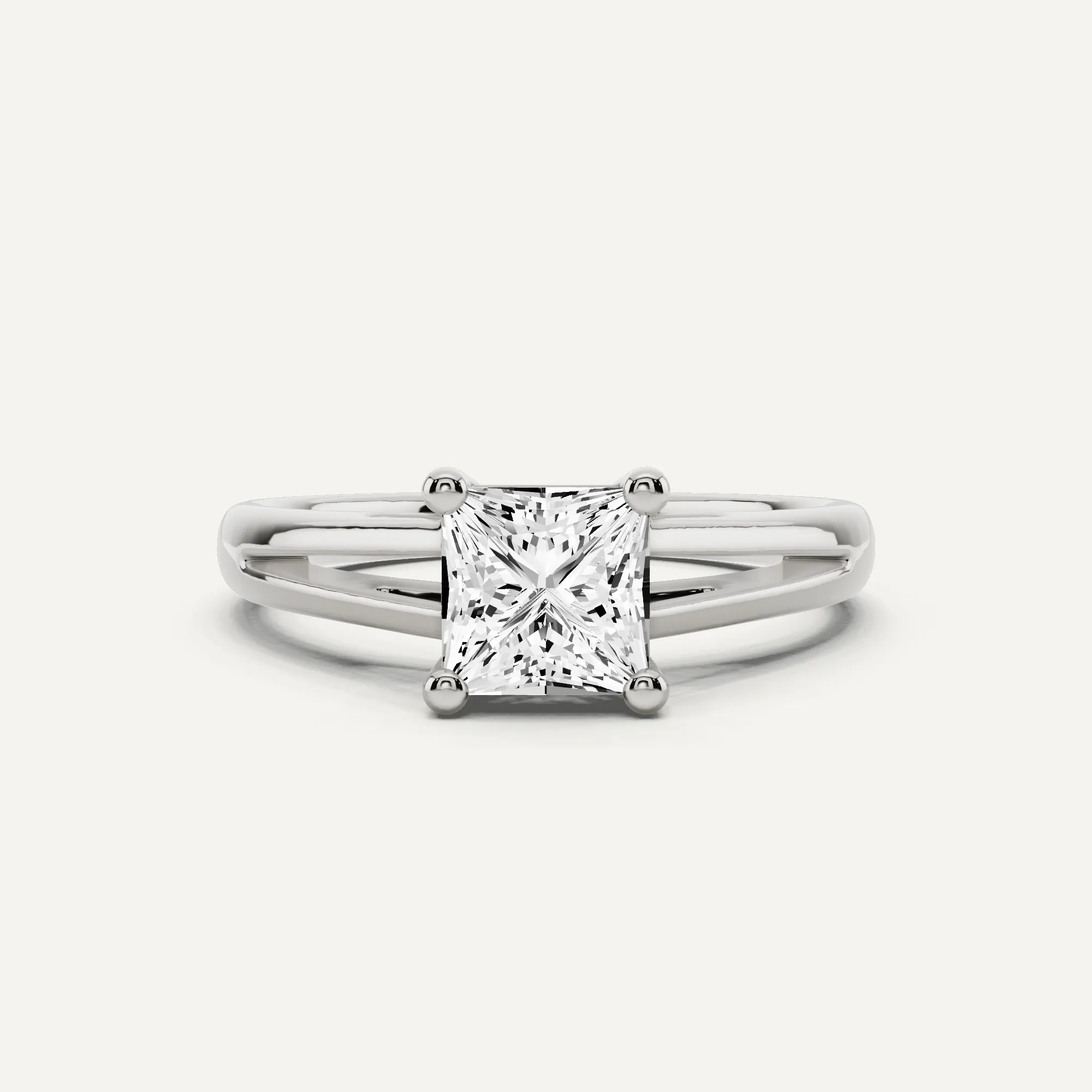 1 ctw Princess Diamond Double Band Solitaire Engagement Ring