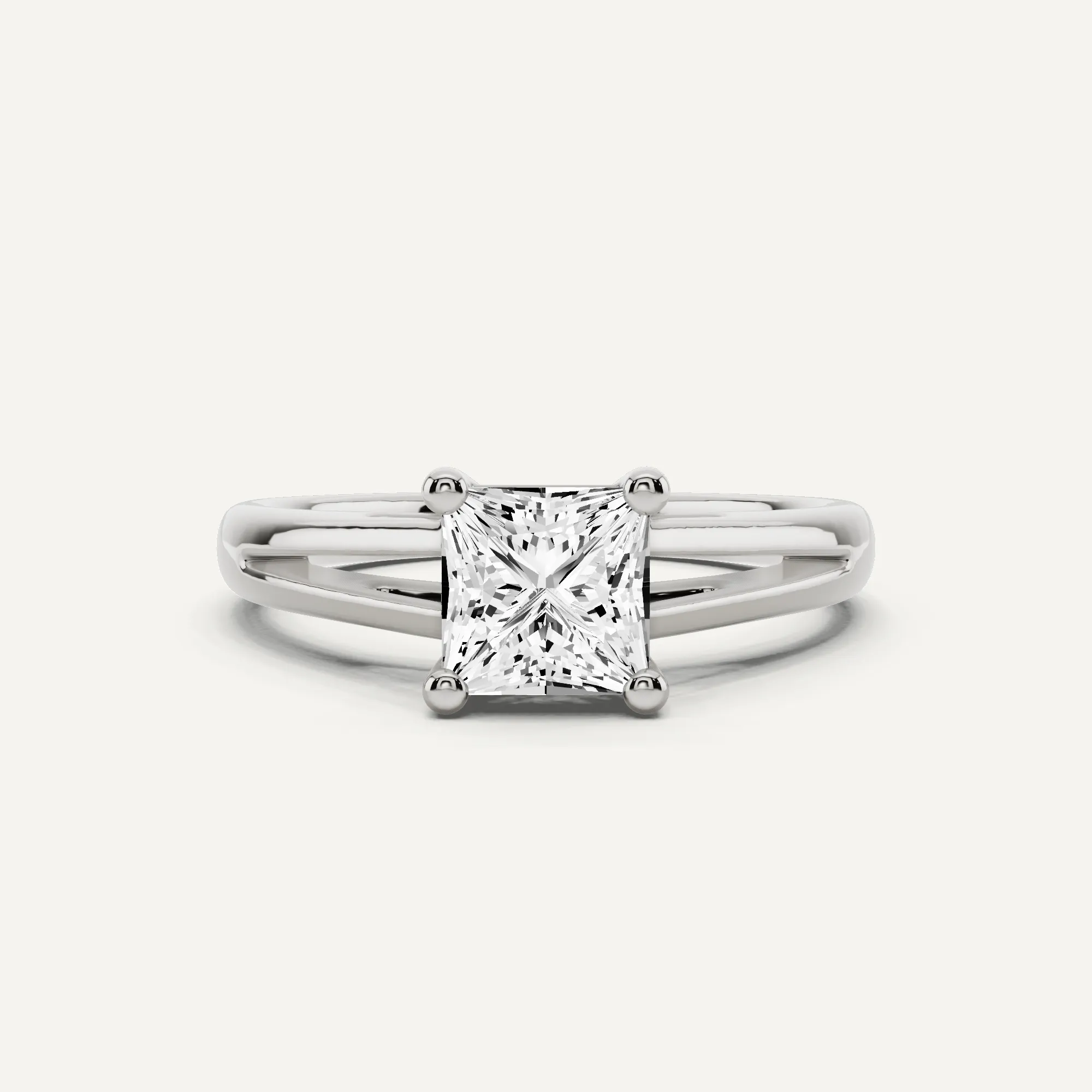 1 ctw Princess Diamond Double Band Solitaire Engagement Ring