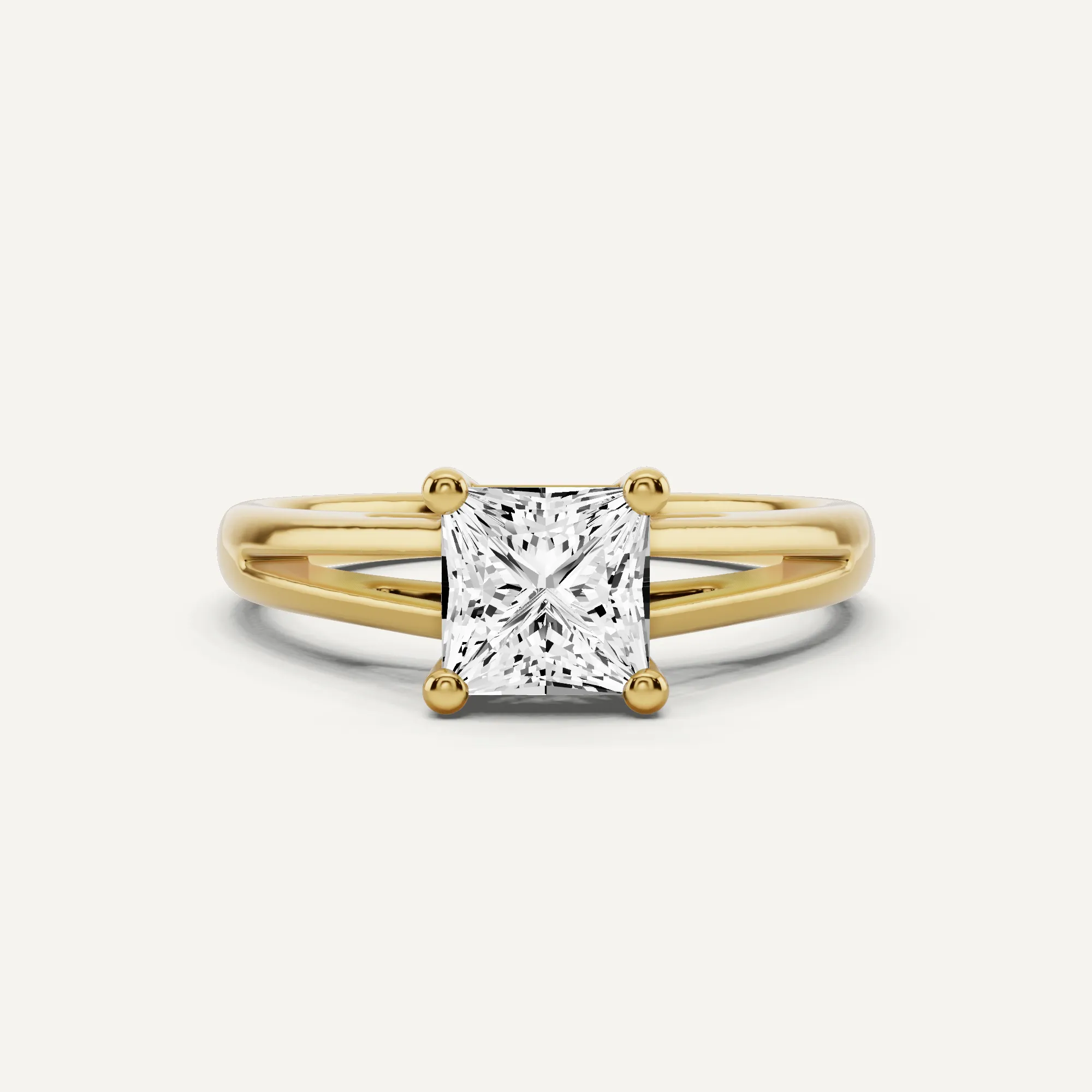 1 ctw Princess Diamond Double Band Solitaire Engagement Ring