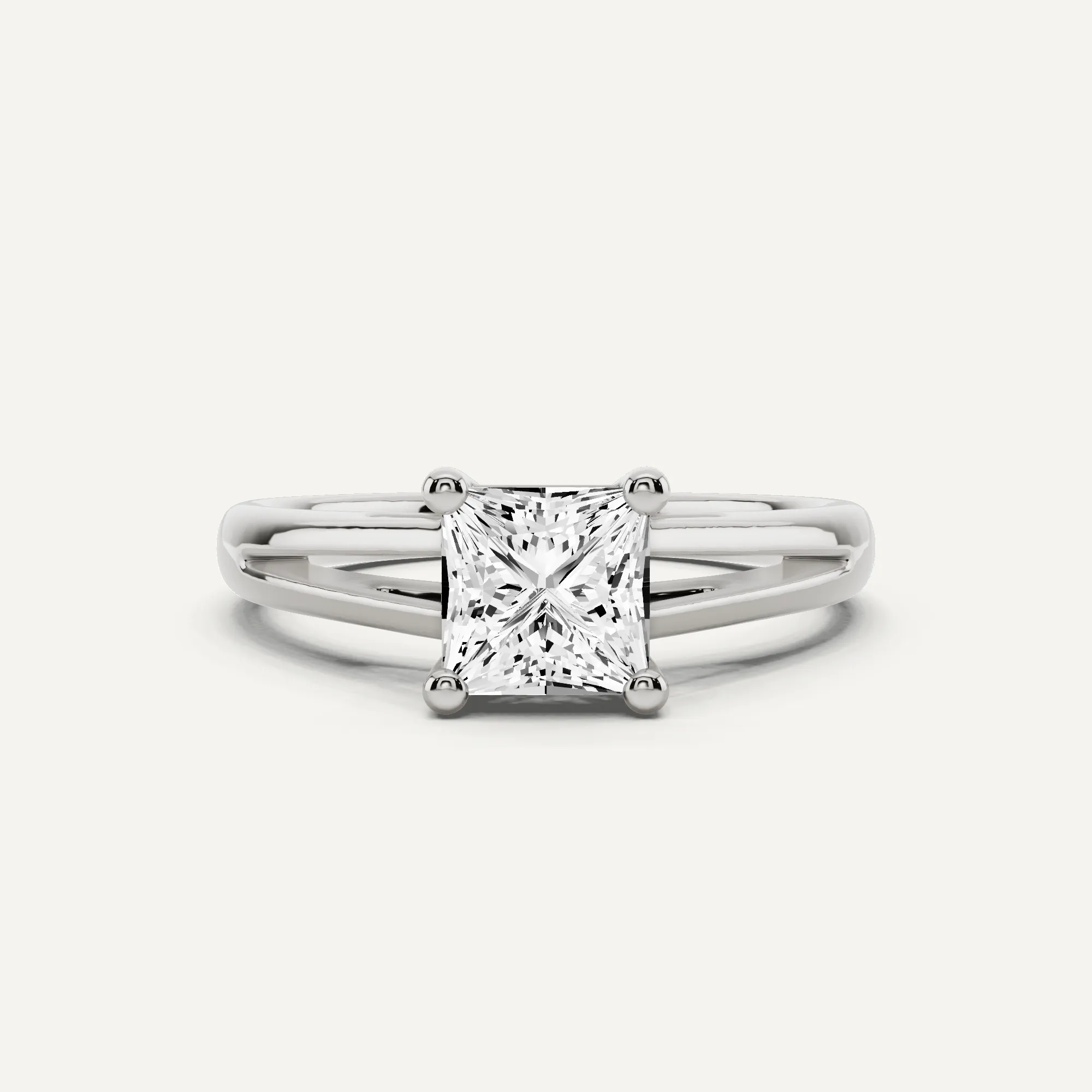 1 ctw Princess Diamond Double Band Solitaire Engagement Ring