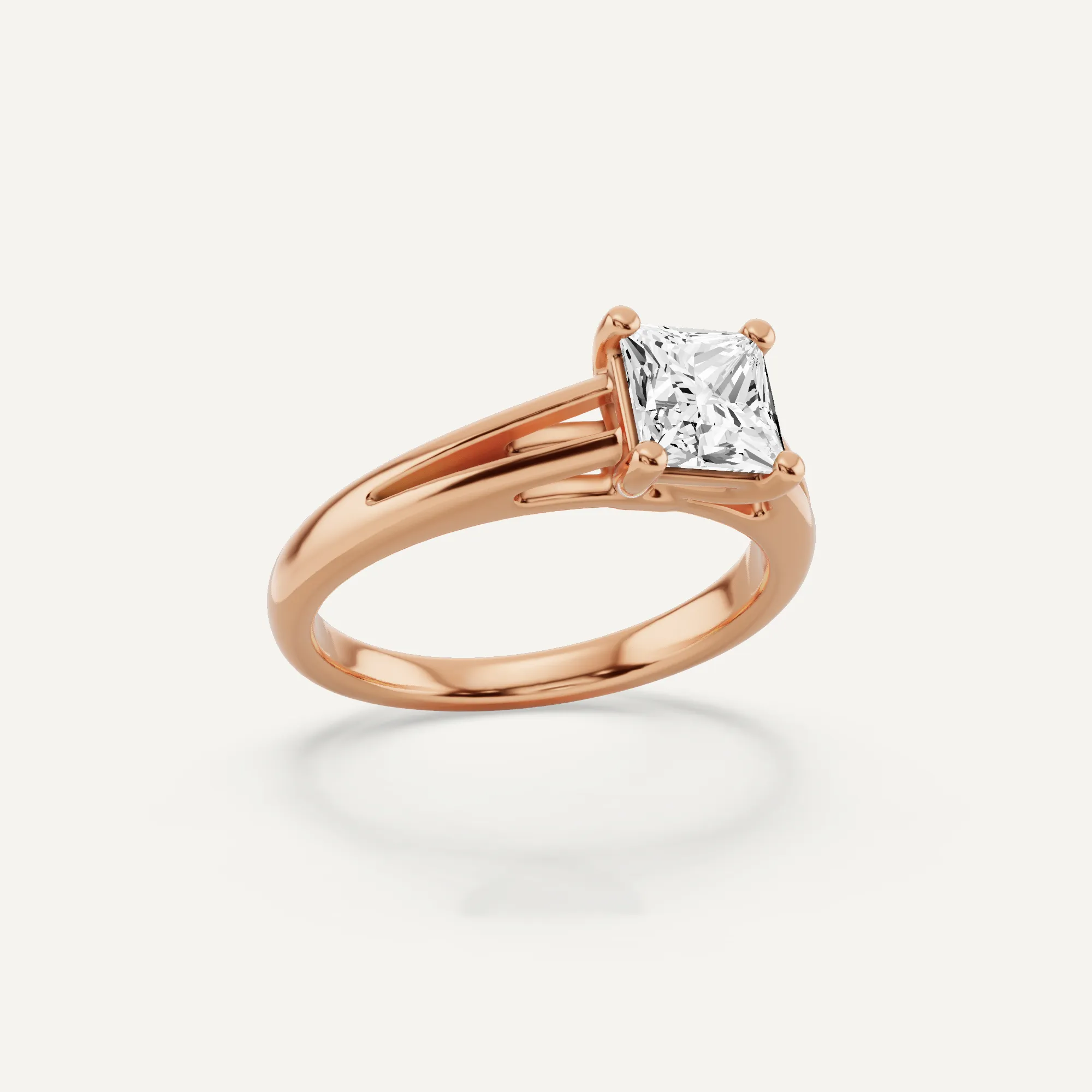 1 ctw Princess Diamond Double Band Solitaire Engagement Ring