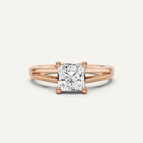 1 ctw Princess Diamond Double Band Solitaire Engagement Ring