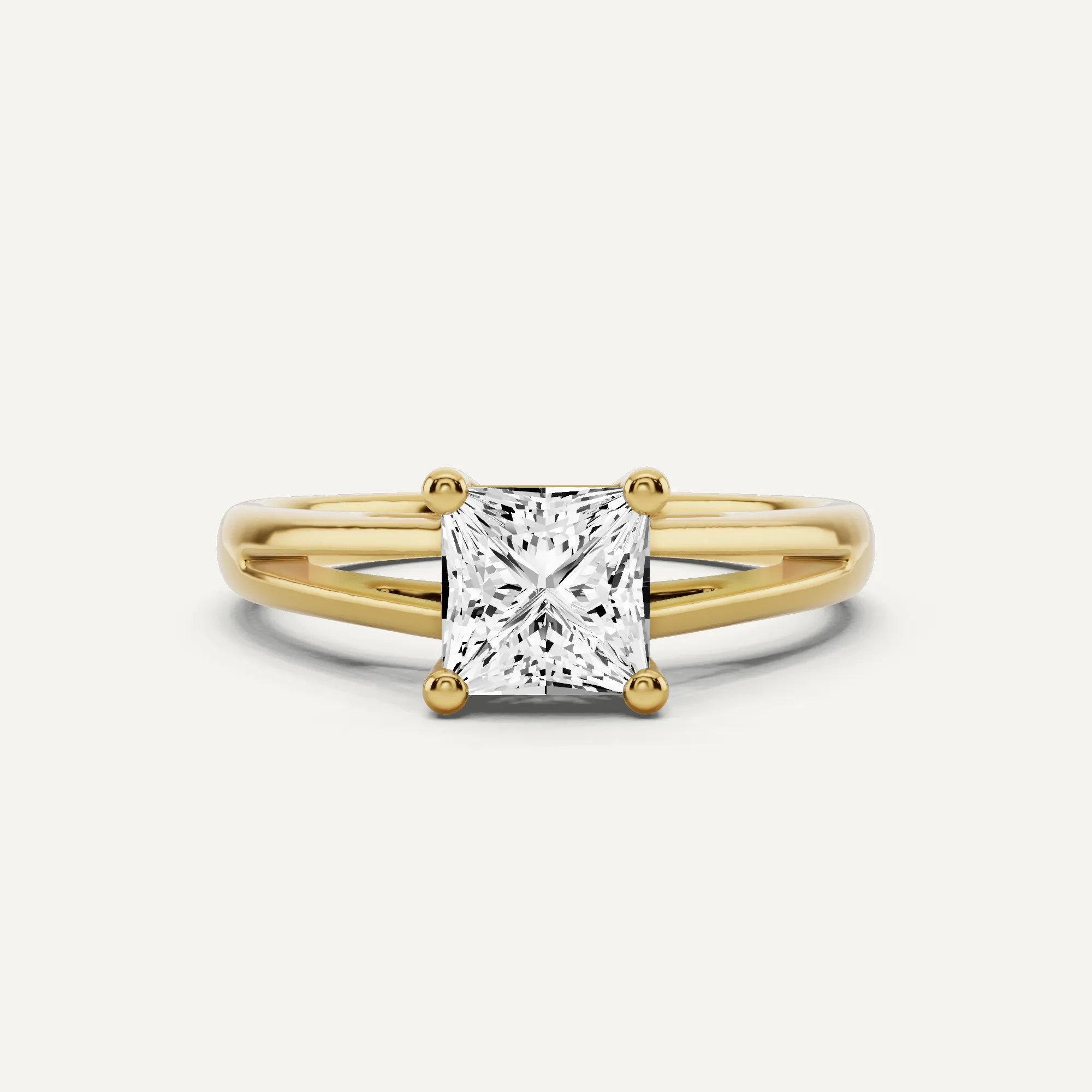 1 ctw Princess Diamond Double Band Solitaire Engagement Ring